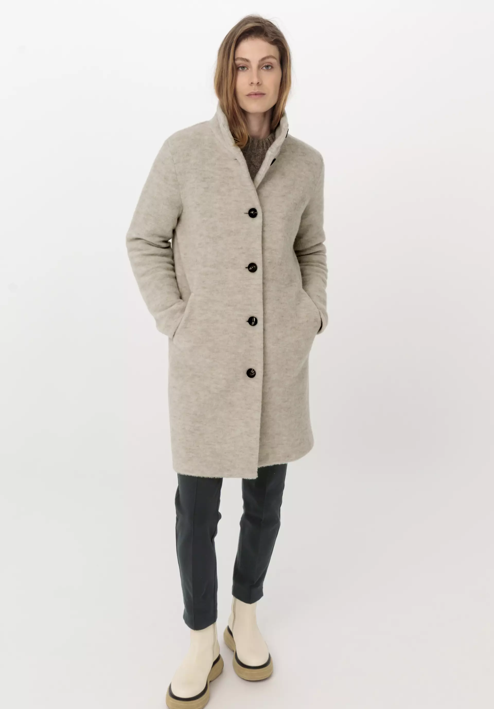 Wool fleece coat made of pure organic merino wool - 1