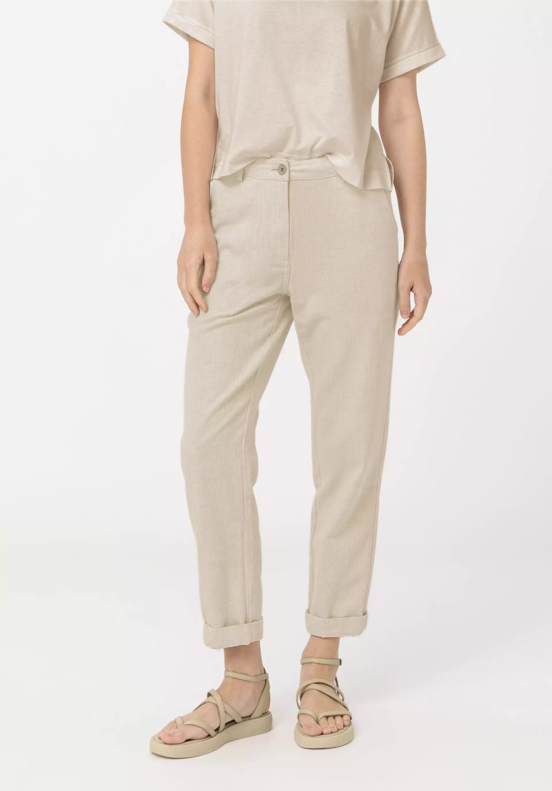 Organic cotton trousers with linen - 3