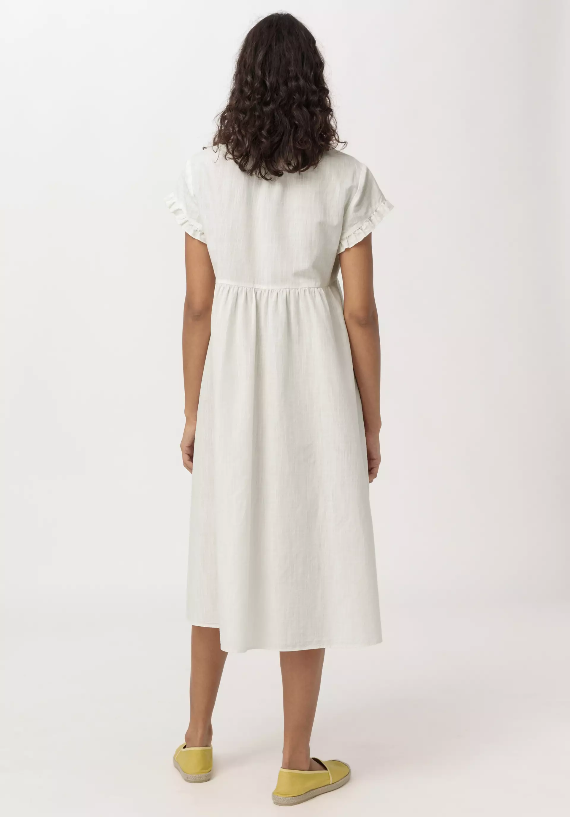 Dress with ruffles in organic cotton and linen - 2