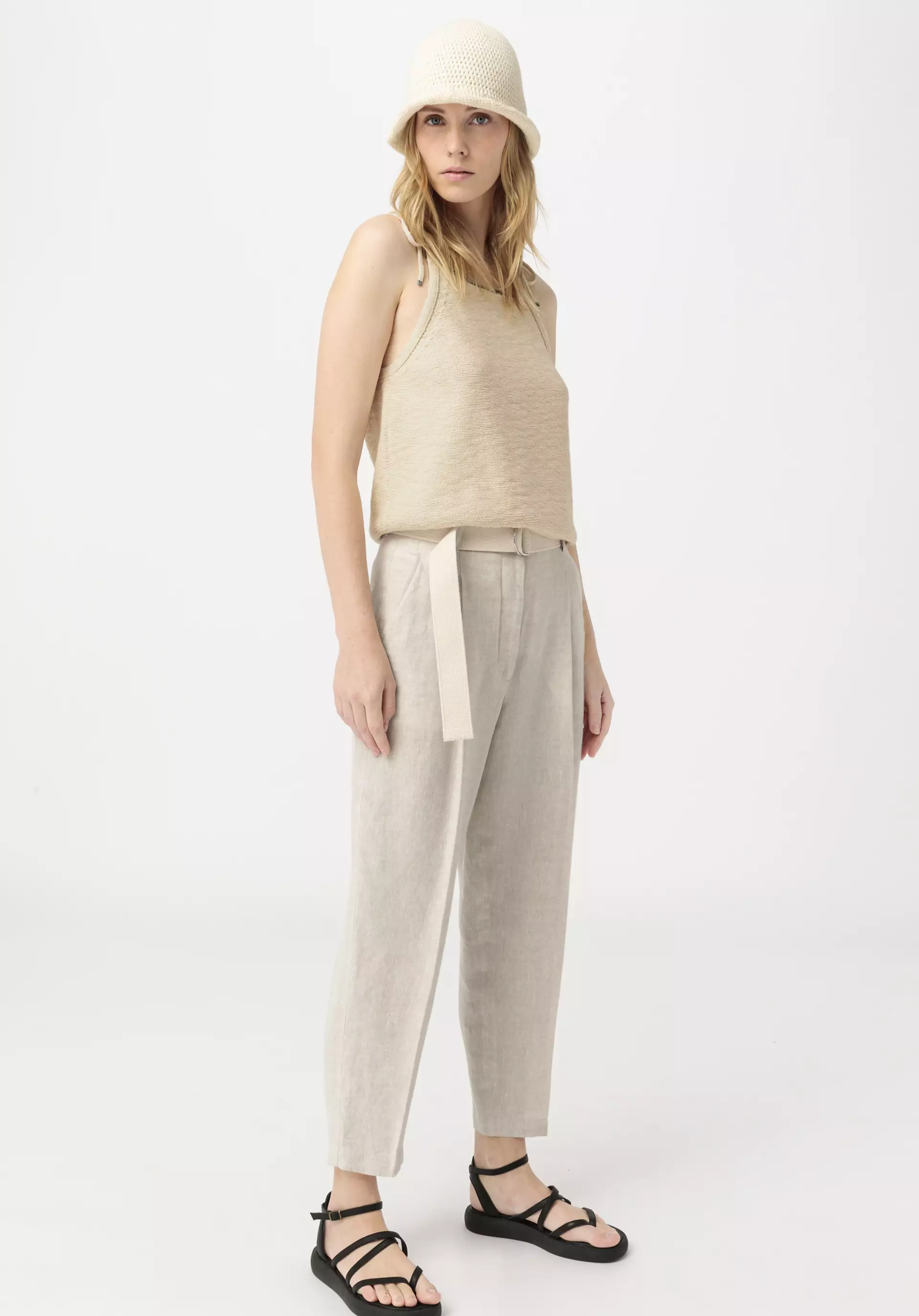 High-waist trousers made from pure organic linen - 0