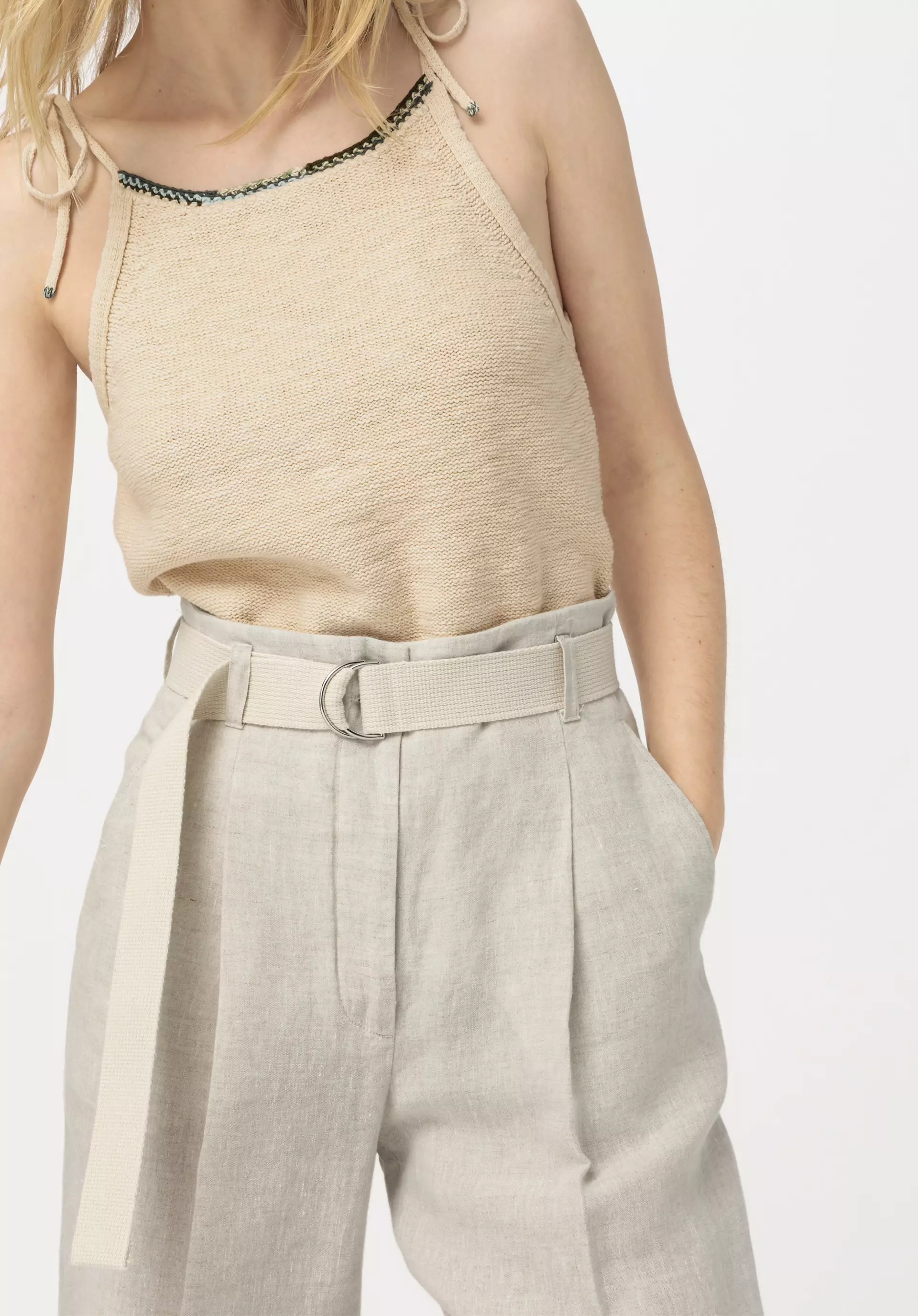 High-waist trousers made from pure organic linen - 1