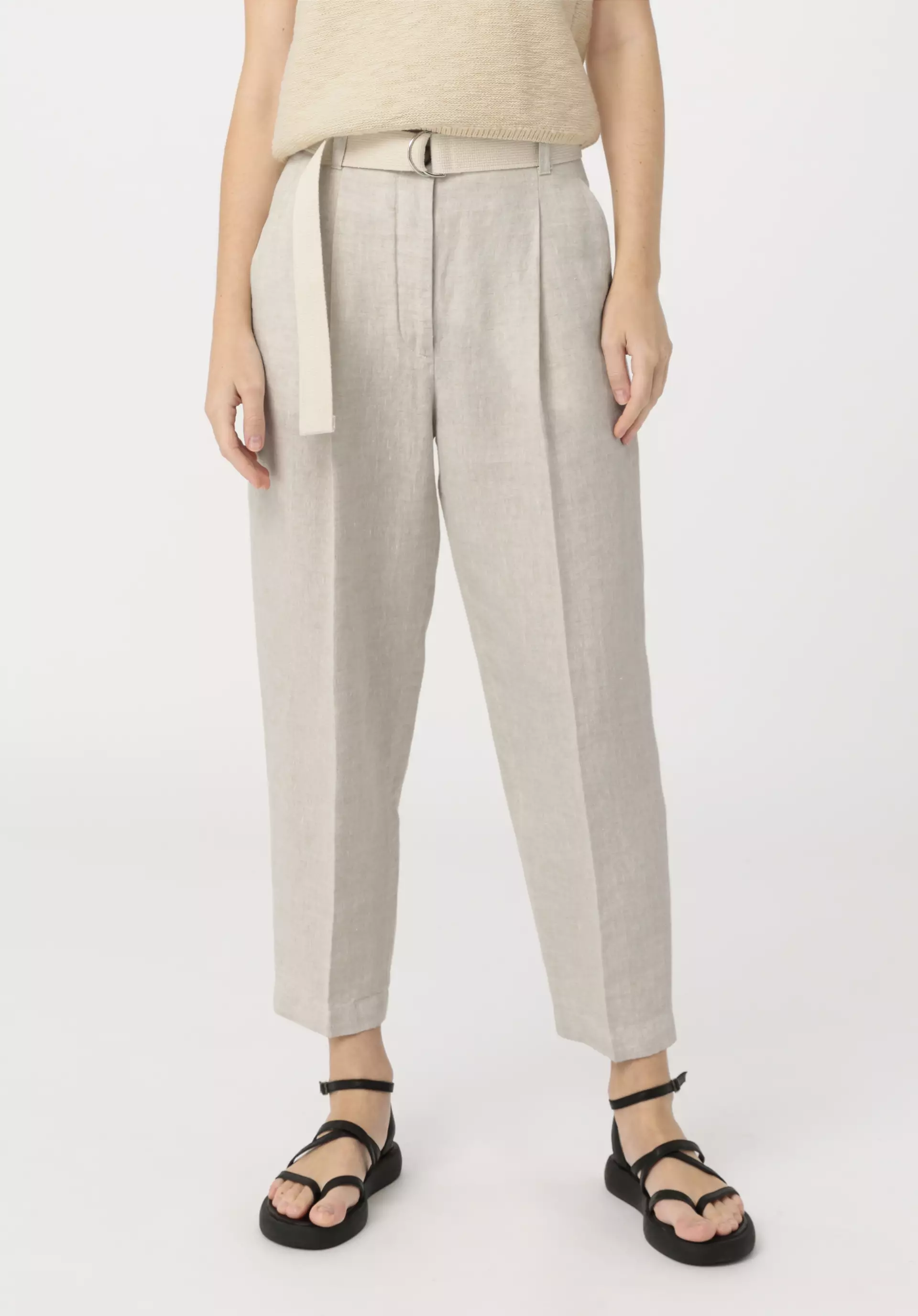 High-waist trousers made from pure organic linen - 3