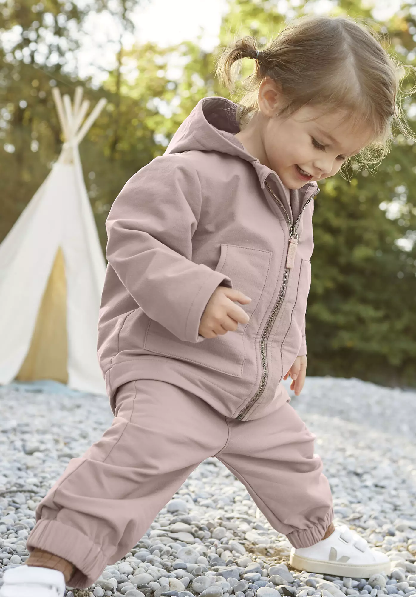 Relaxed softshell dungarees made of organic cotton - 0