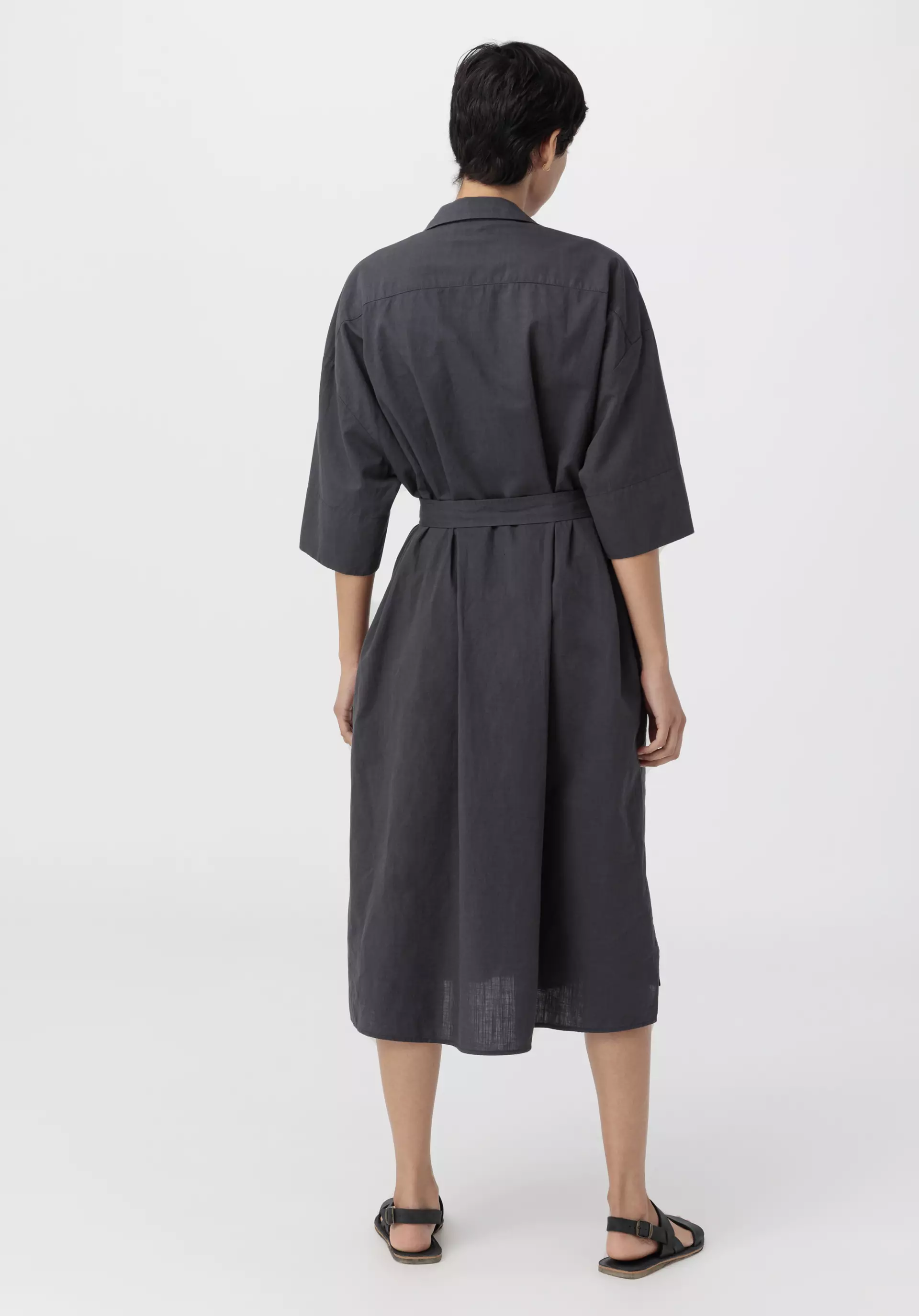 Shirt dress made from organic cotton with linen - 1