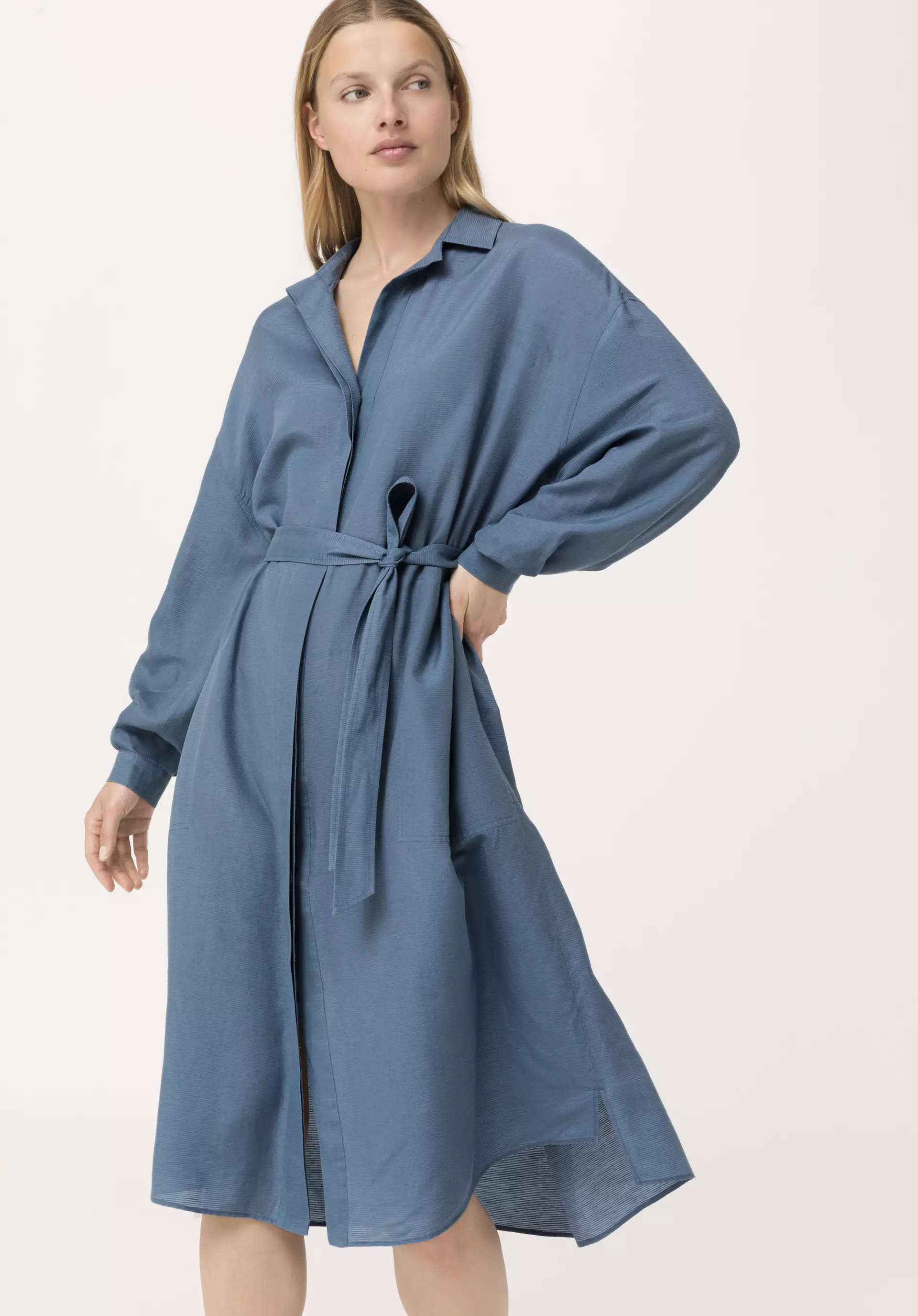 Midi dress made of silk with hemp and organic cotton - 0