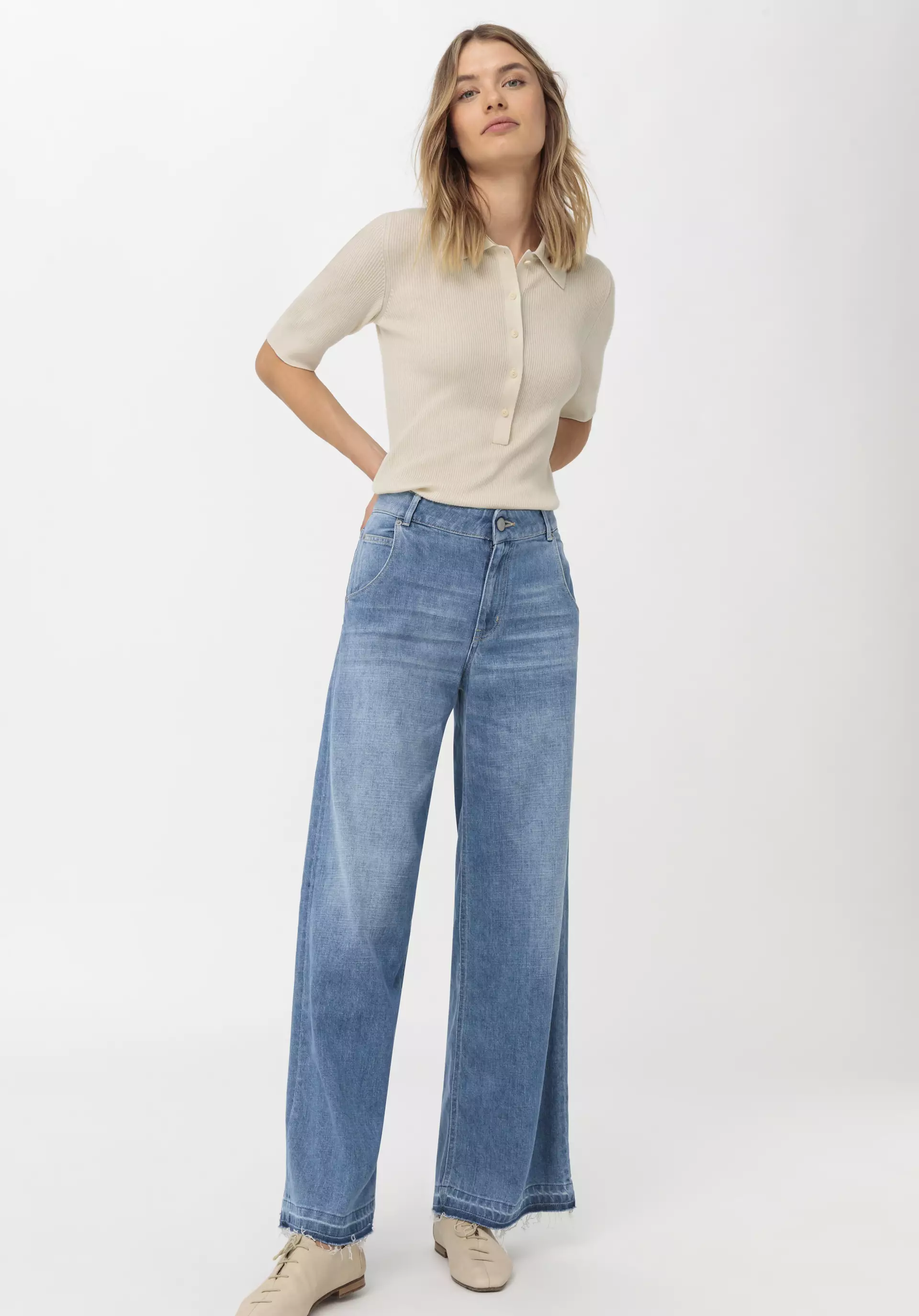 Jeans Wide Leg aus Bio-Denim mit Hanf - 1