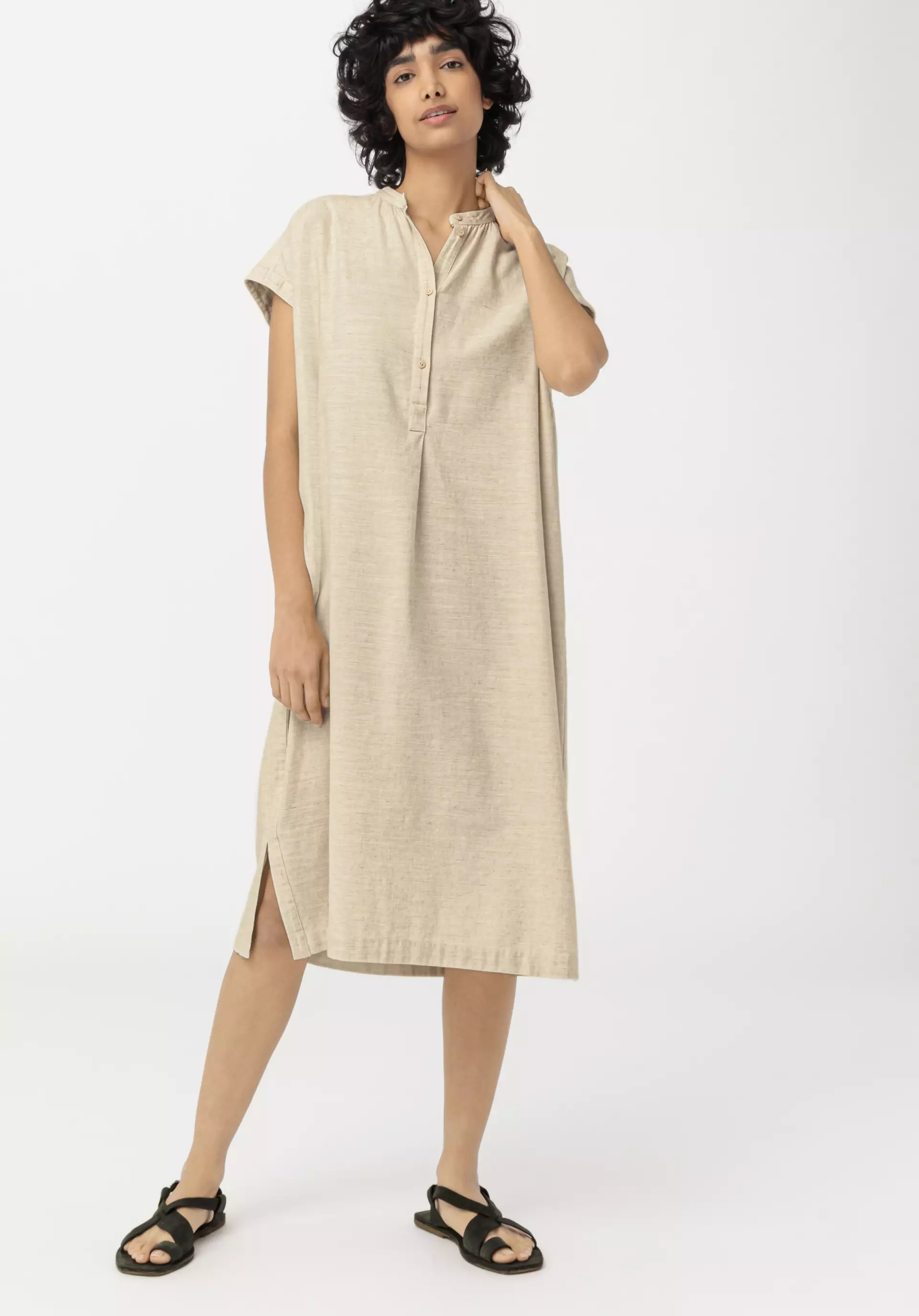 Kleid aus Bio-Baumwolle mit Leinen - 0
