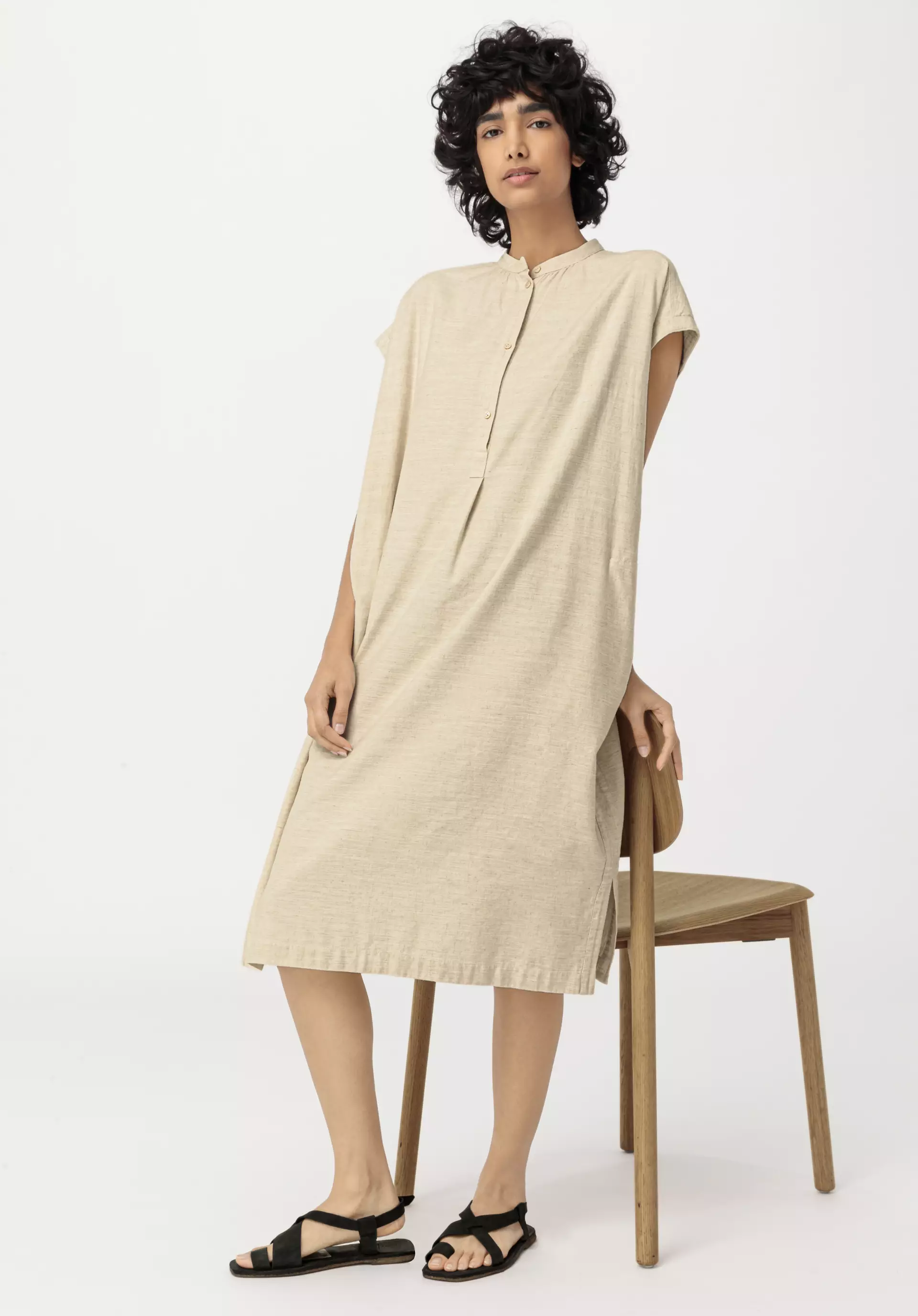 Kleid aus Bio-Baumwolle mit Leinen - 2