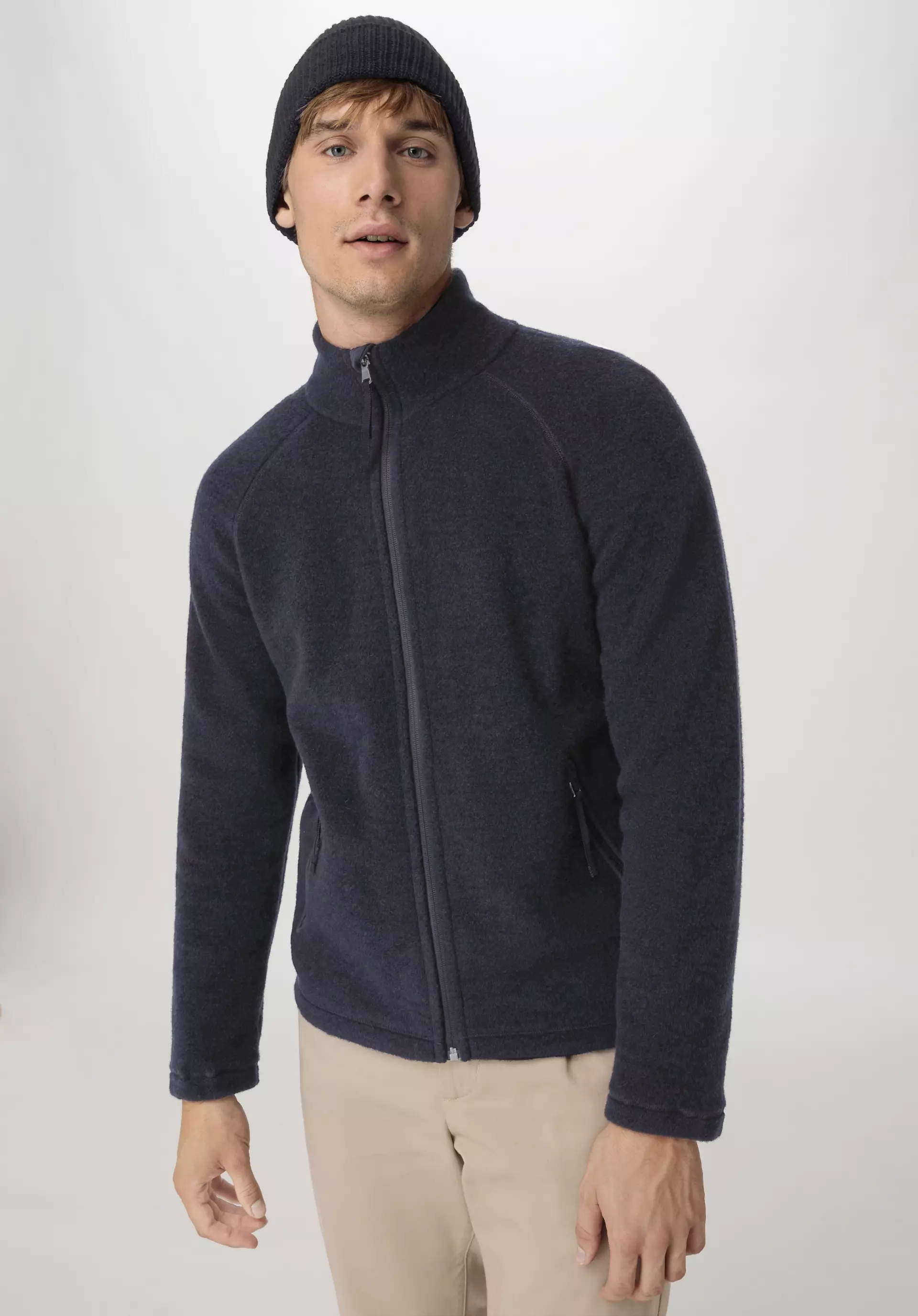 Relaxed wool fleece jacket made from pure organic merino wool 55015