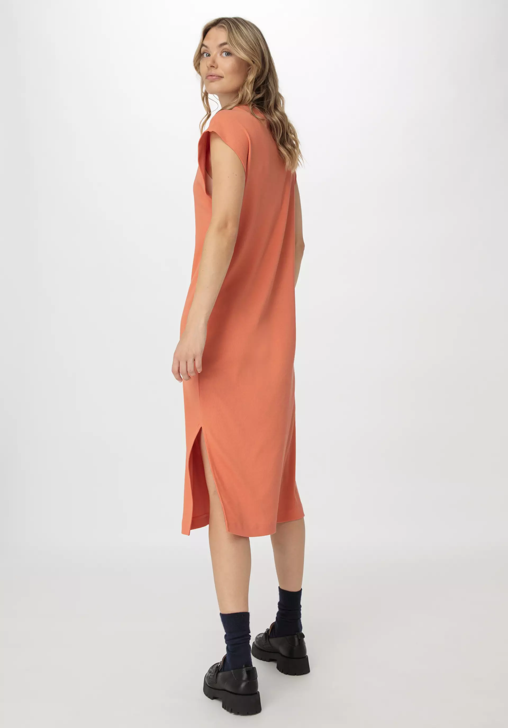 Rib Jersey Kleid Midi Regular aus Bio-Baumwolle - 0