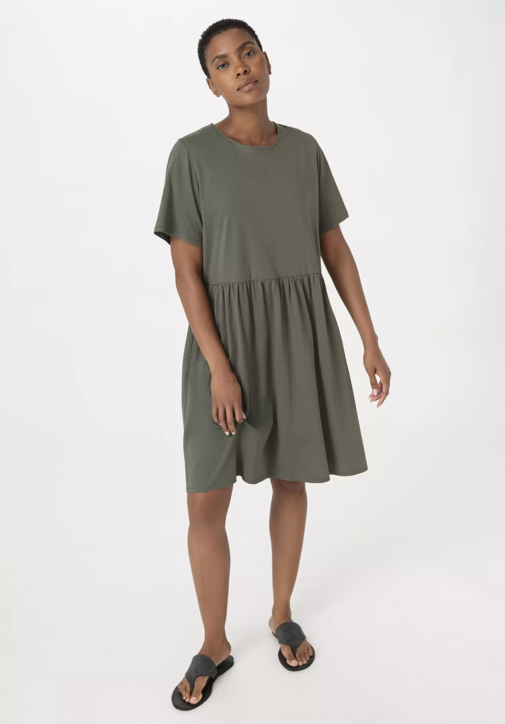 Shirt-Kleid Mini Regular aus reiner Bio-Baumwolle - 0