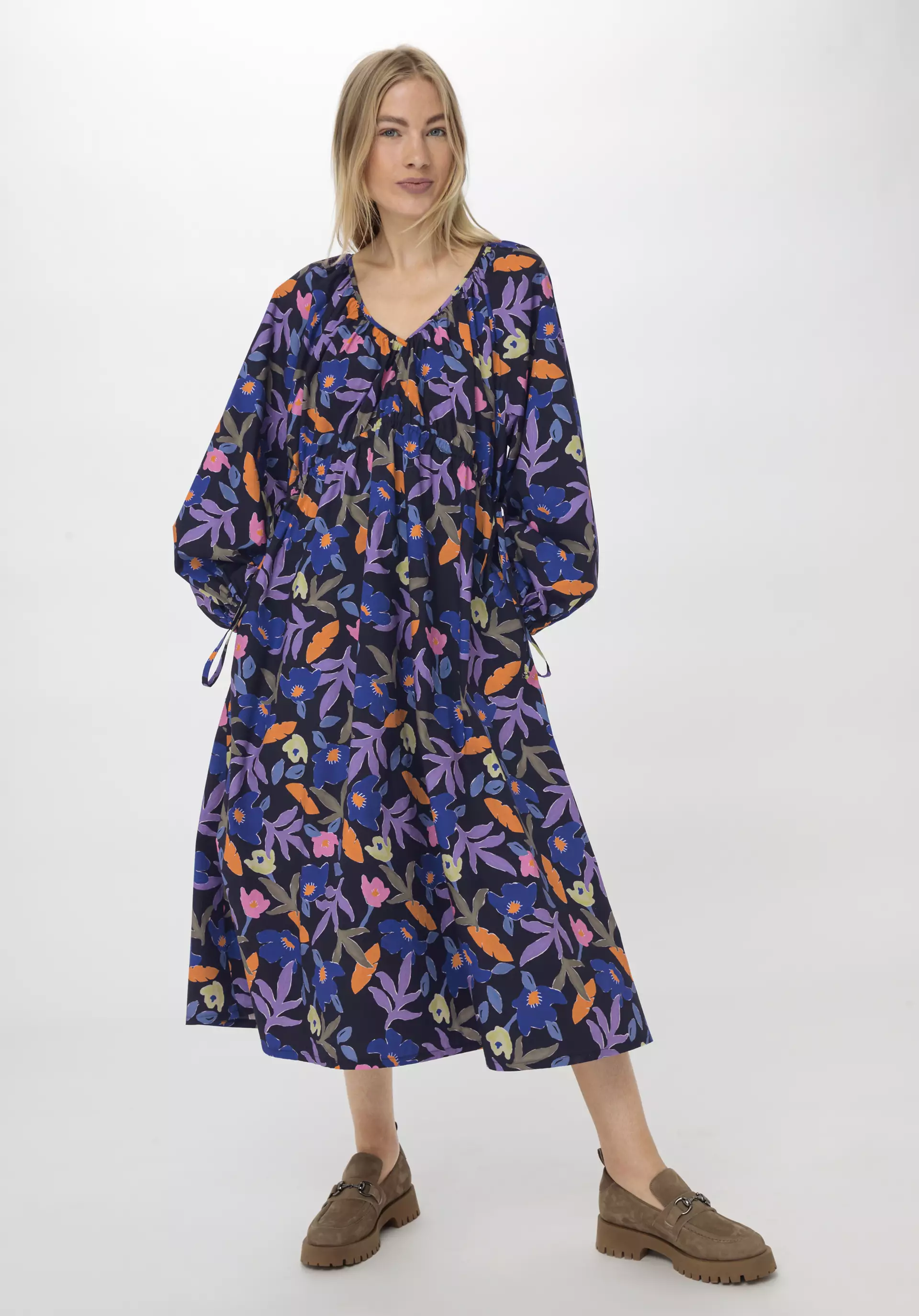 Popeline Kleid Midi Oversize aus reiner Bio-Baumwolle - 0