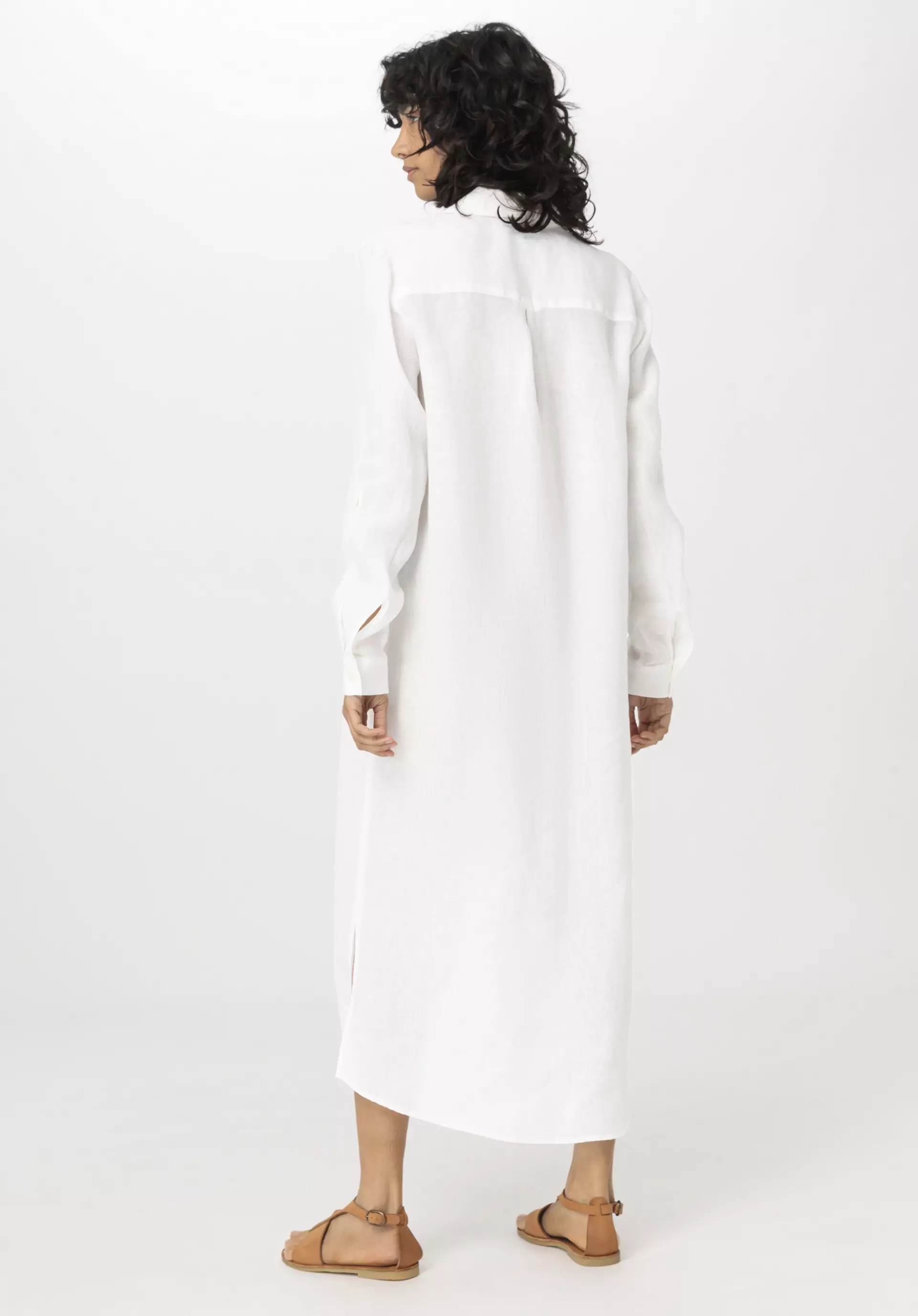 Tunic dress midi relaxed made of pure linen - 2