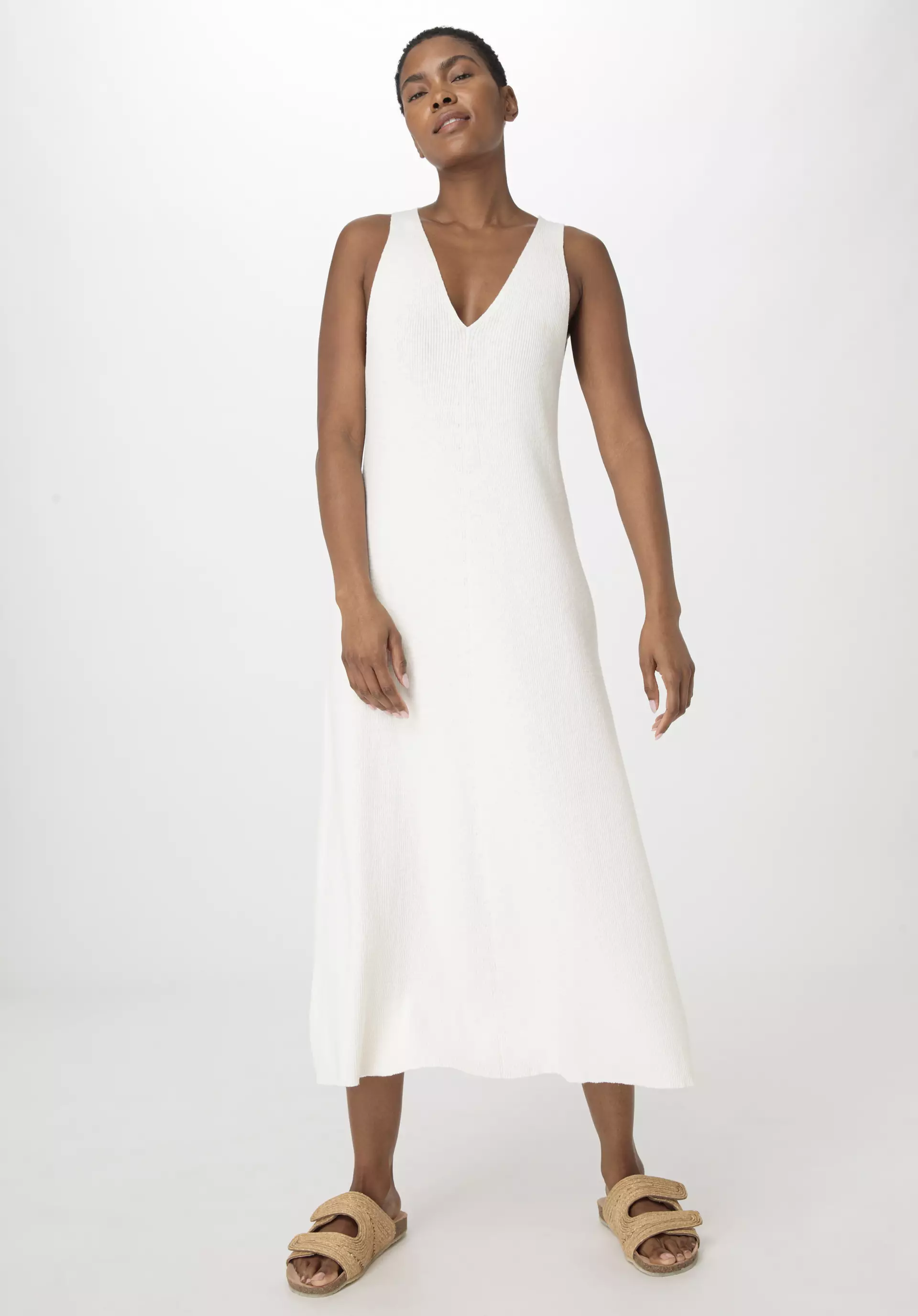 Midi Relaxed knitted dress made of pure organic cotton - 0