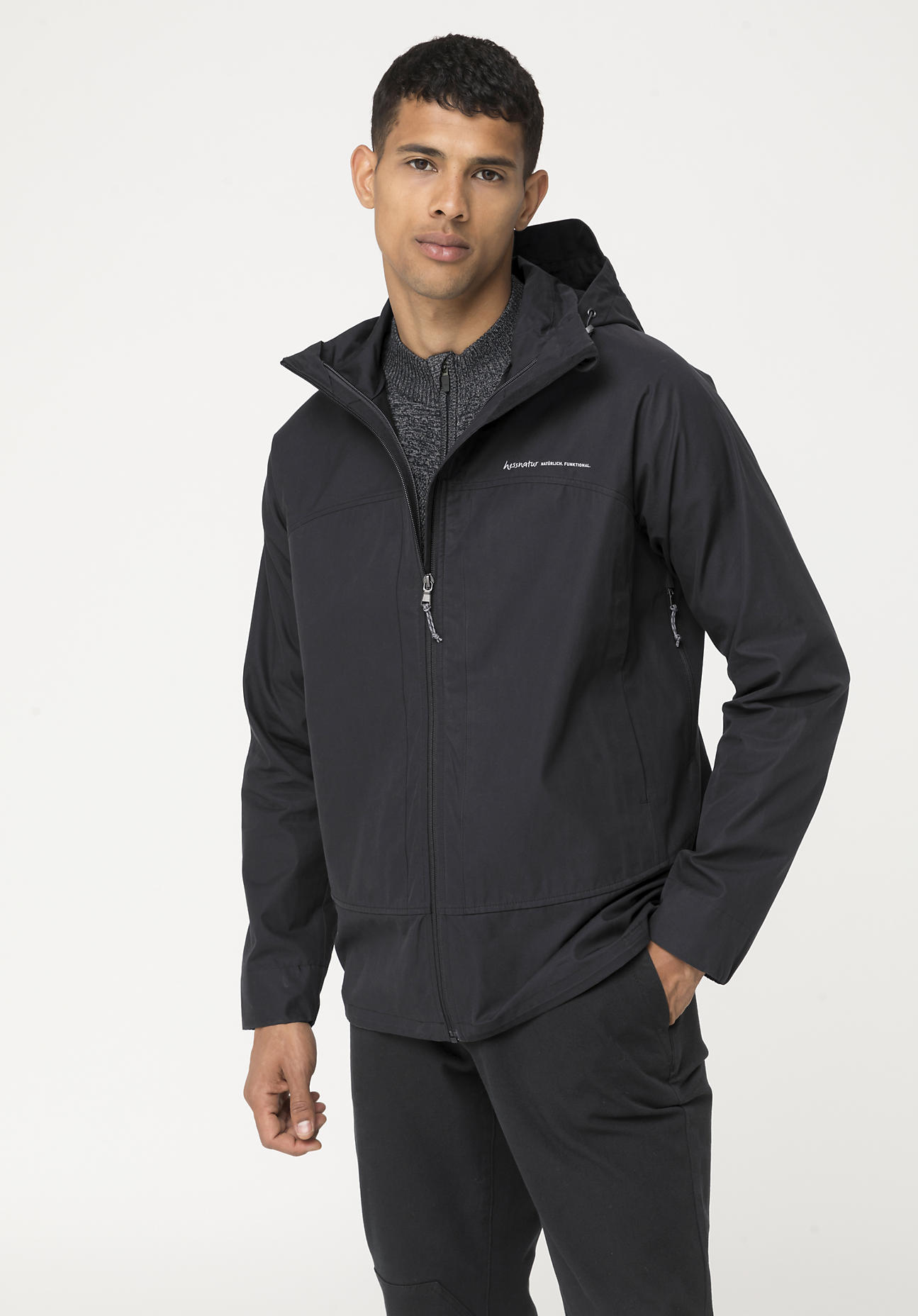 hessnatur 3-in-1 Jacke Nature Shell aus Bio-Baumwolle – grau – Größe 48