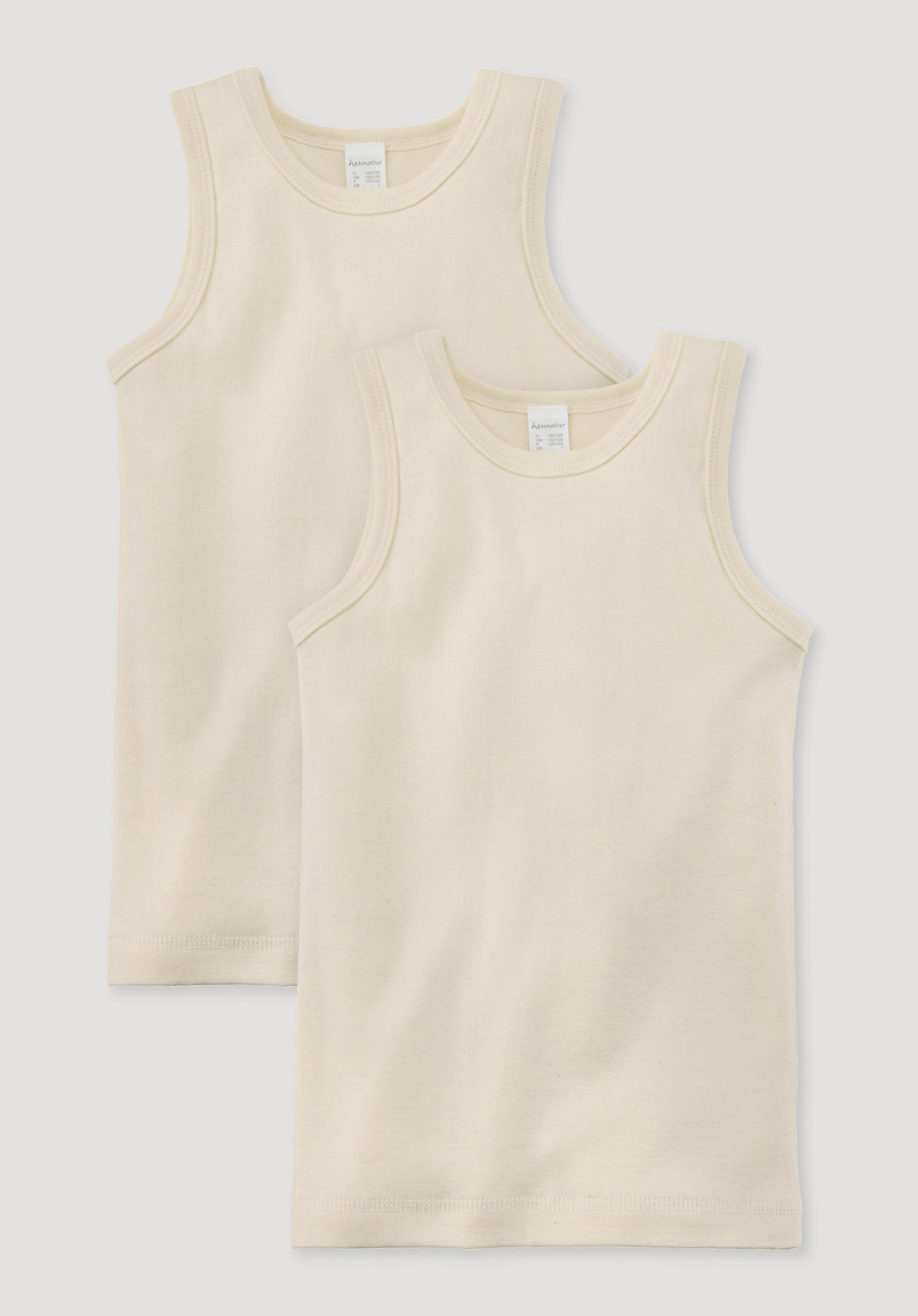 hessnatur Kinder Achselshirt Slim 2er-Set aus Bio-Baumwolle - natur Größe 110/116