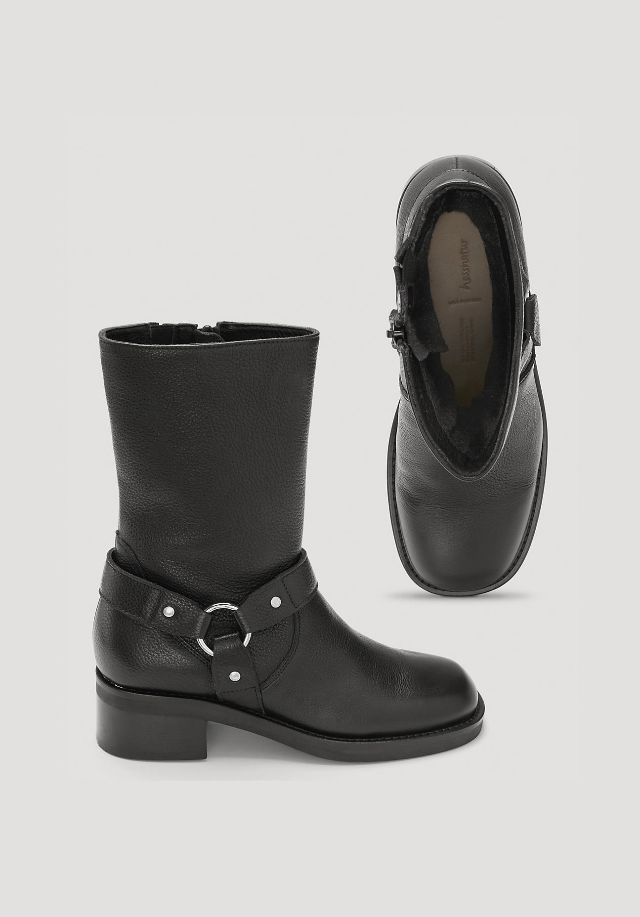 hessnatur Damen Biker Boots - schwarz Größe 37