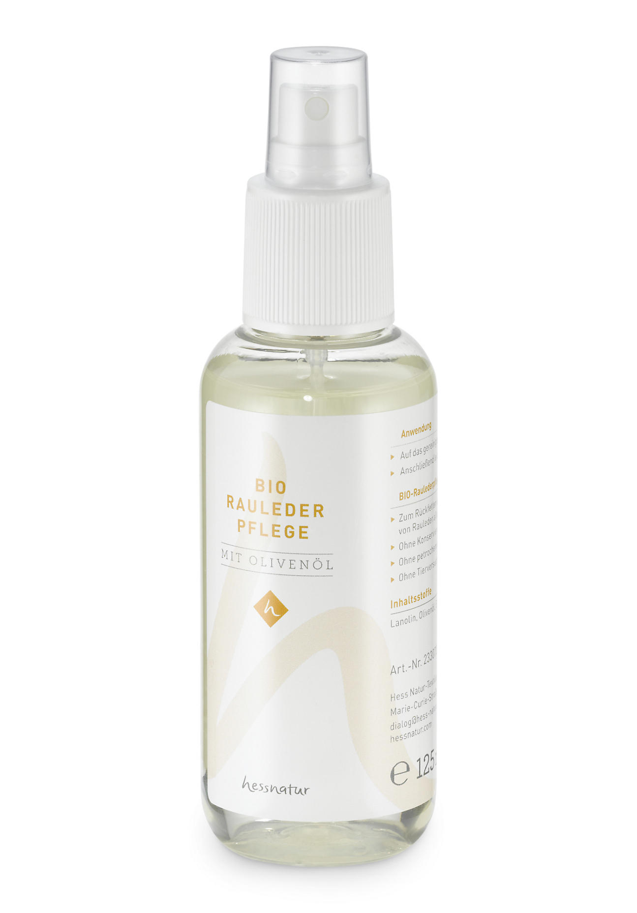 hessnatur Bio-Raulederpflege mit Olivenöl – farblos – Größe 125ml