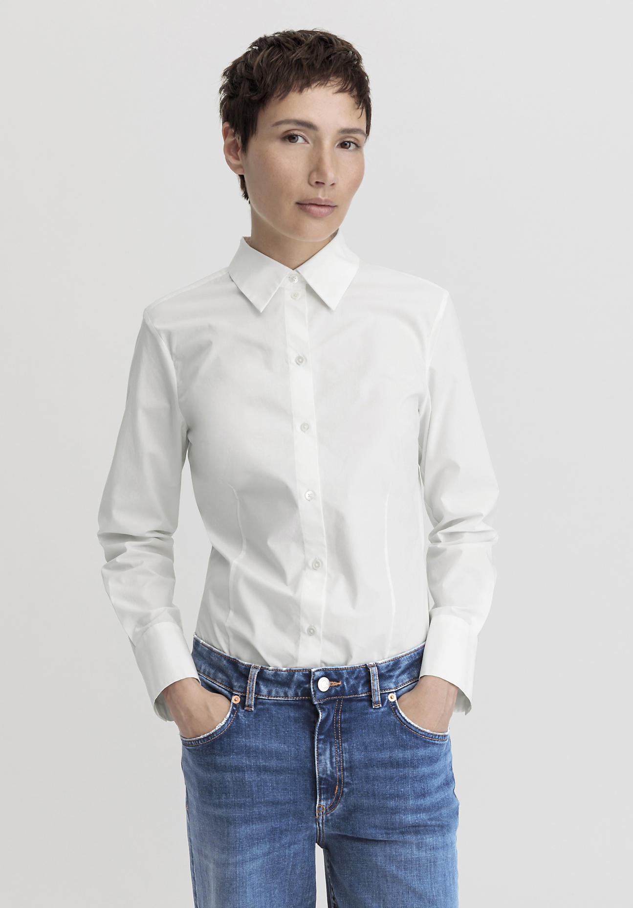 hessnatur Damen Bluse Regular aus Bio-Baumwolle - weiß Größe 36