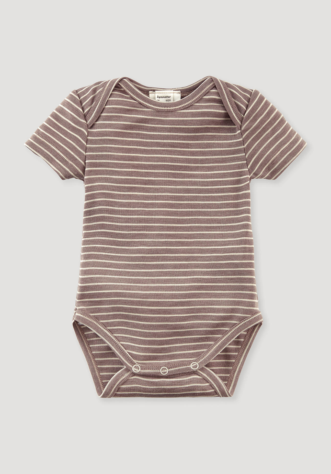 hessnatur Baby Body Kurzarm Slim aus Schurwolle mit Seide - lila - Größe 98/104