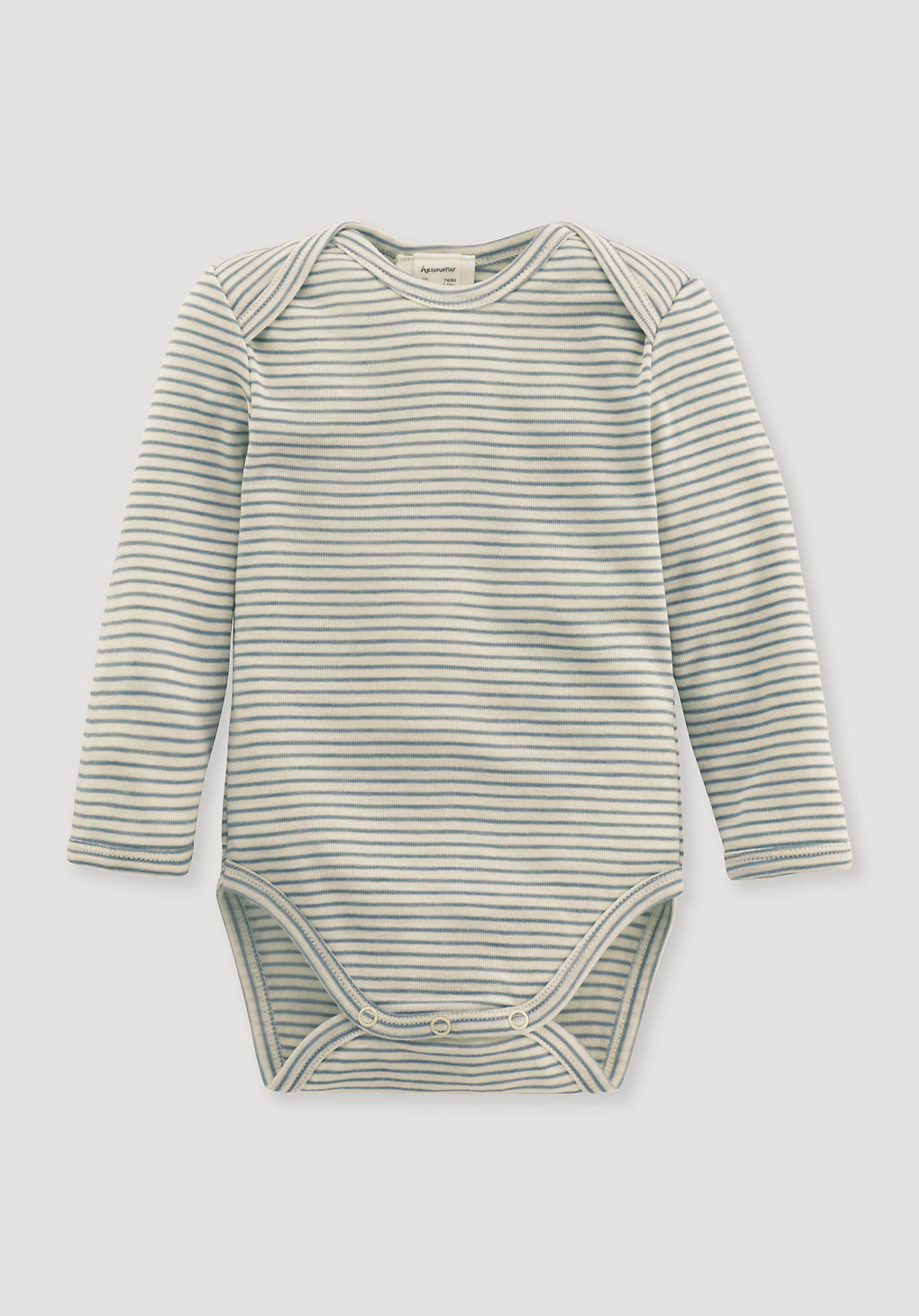 hessnatur Baby Body Langarm Slim aus Bio-Merinowolle mit Seide - grün Größe 62/68