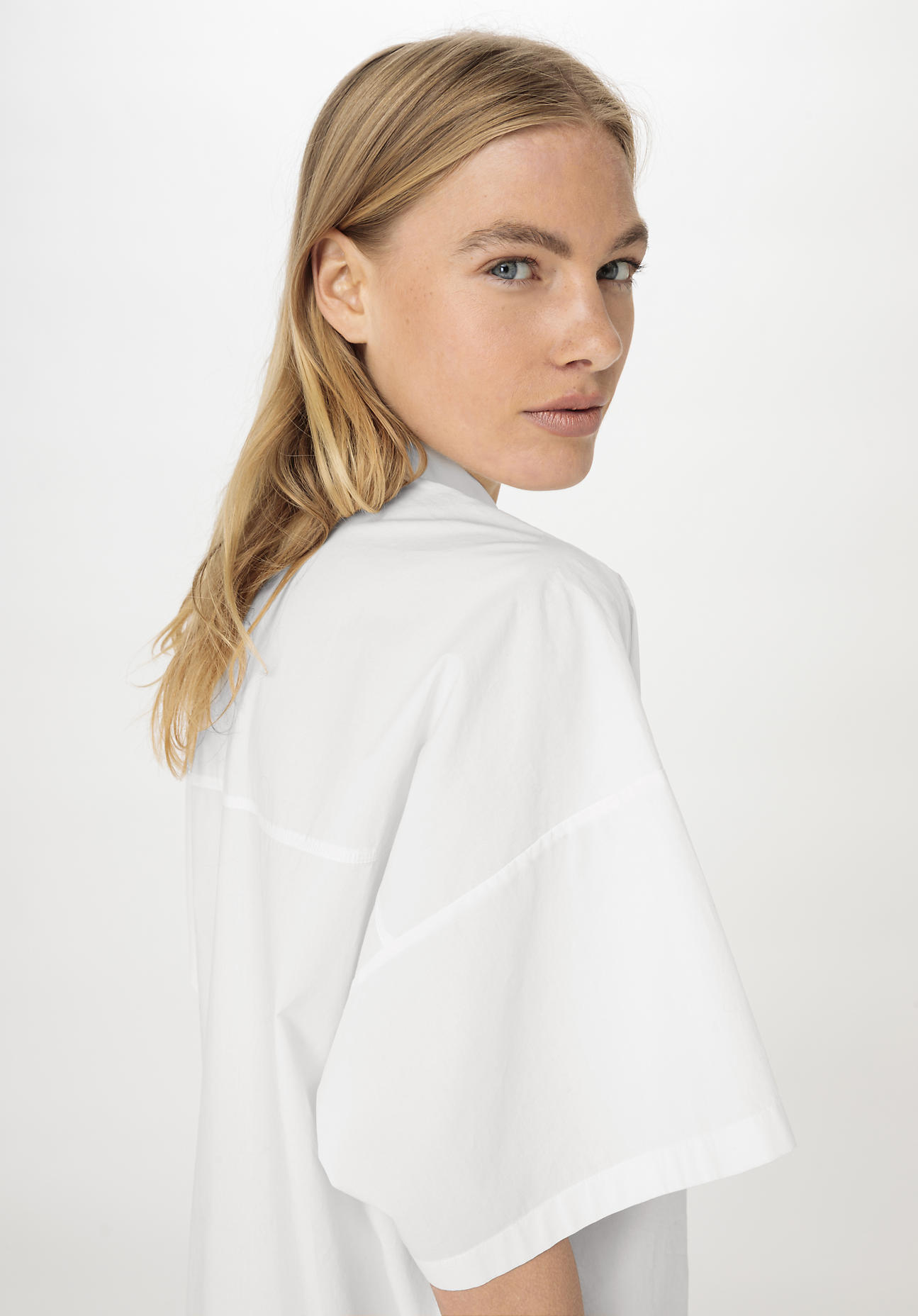 hessnatur Damen Brushed Popeline Bluse Oversize aus Bio-Baumwolle - weiß - Größe S