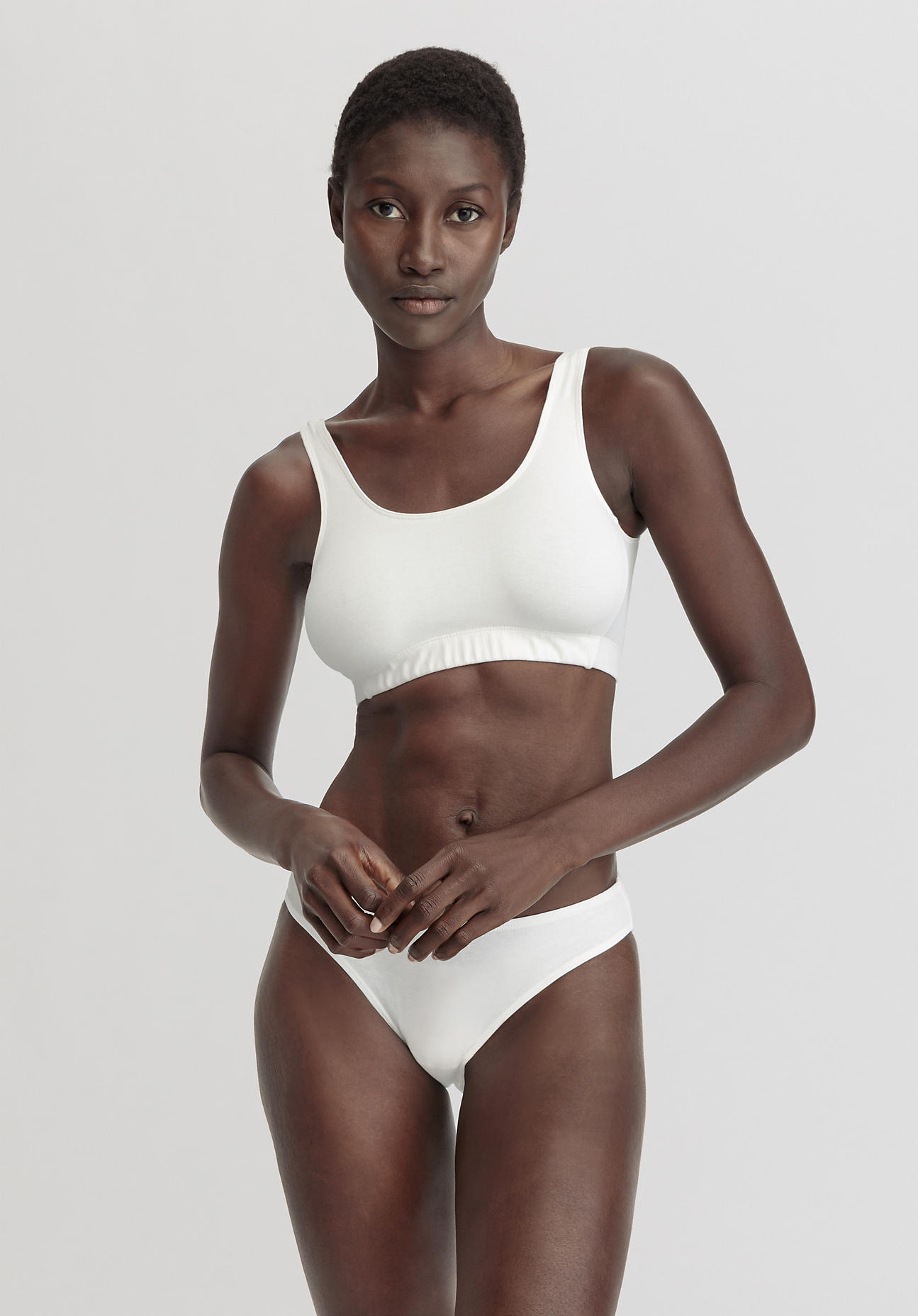 hessnatur Damen Bustier mit Softbund COTTON FEEL aus Bio-Baumwolle - weiß Größe 38