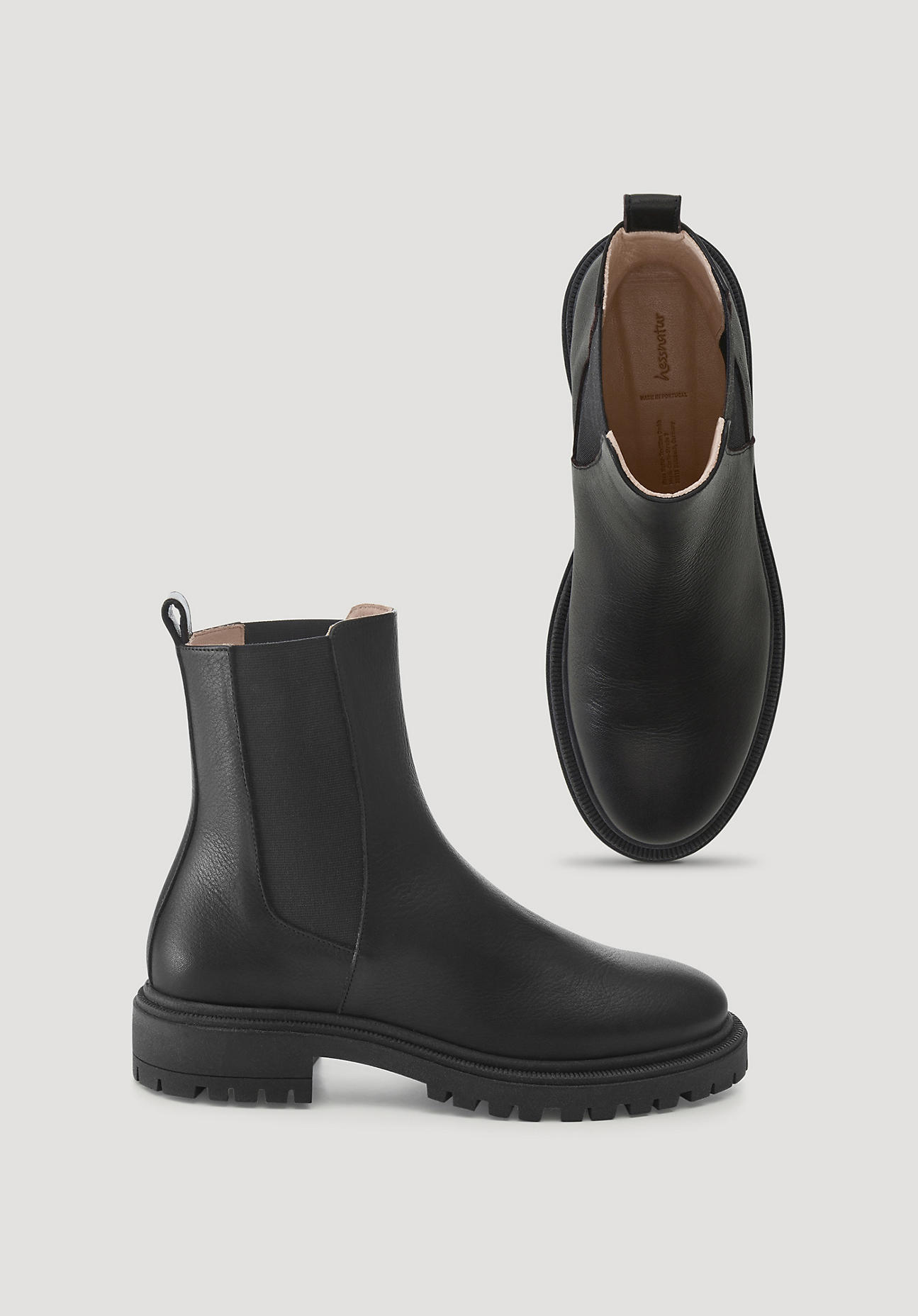 hessnatur Damen Chelsea Boots aus chromfrei gegerbtem Glatt-Leder - schwarz Größe 40