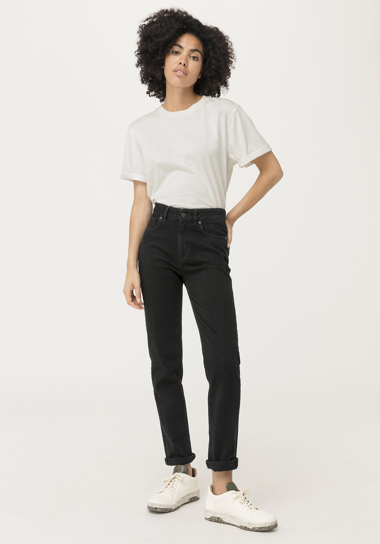 hessnatur Damen Coreva™Jeans LINN High Rise Slim aus Bio-Denim - schwarz Größe 30/30