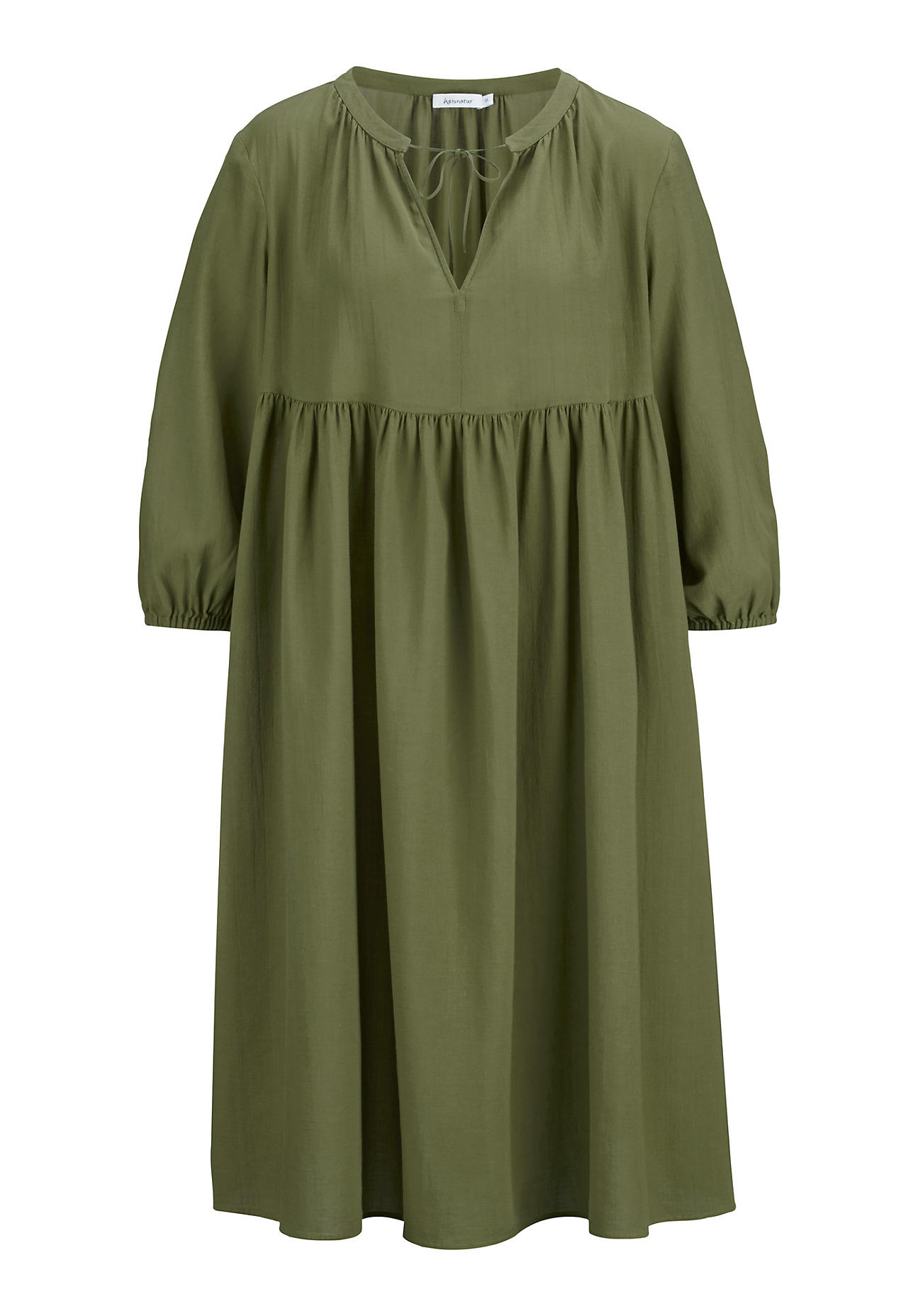 hessnatur Damen Crêpe-Kleid aus Bio-Baumwolle – grün – Größe 38