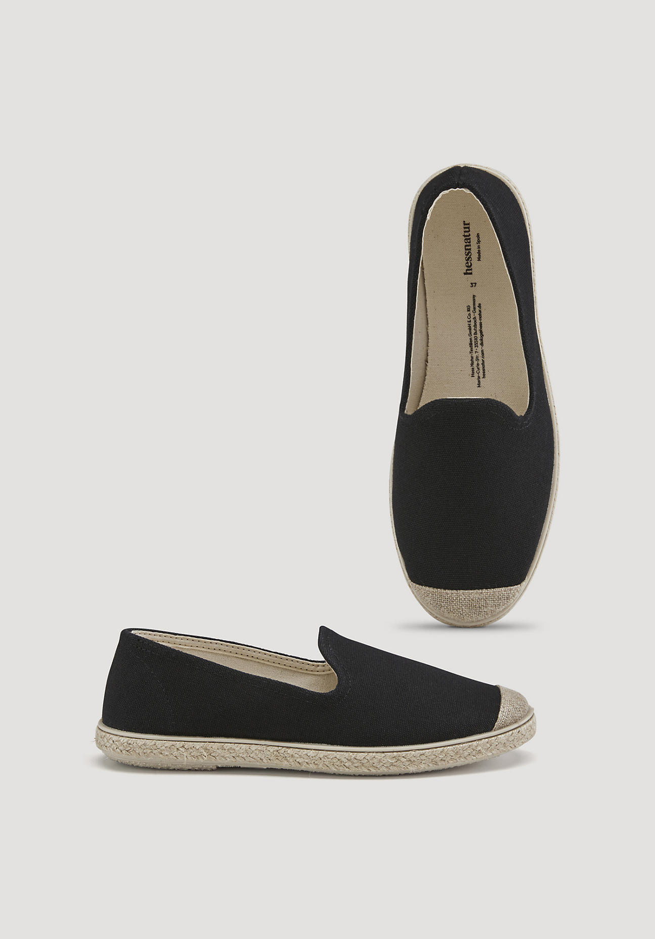 hessnatur Damen Espadrilles mit Bio-Baumwolle - schwarz Größe 36
