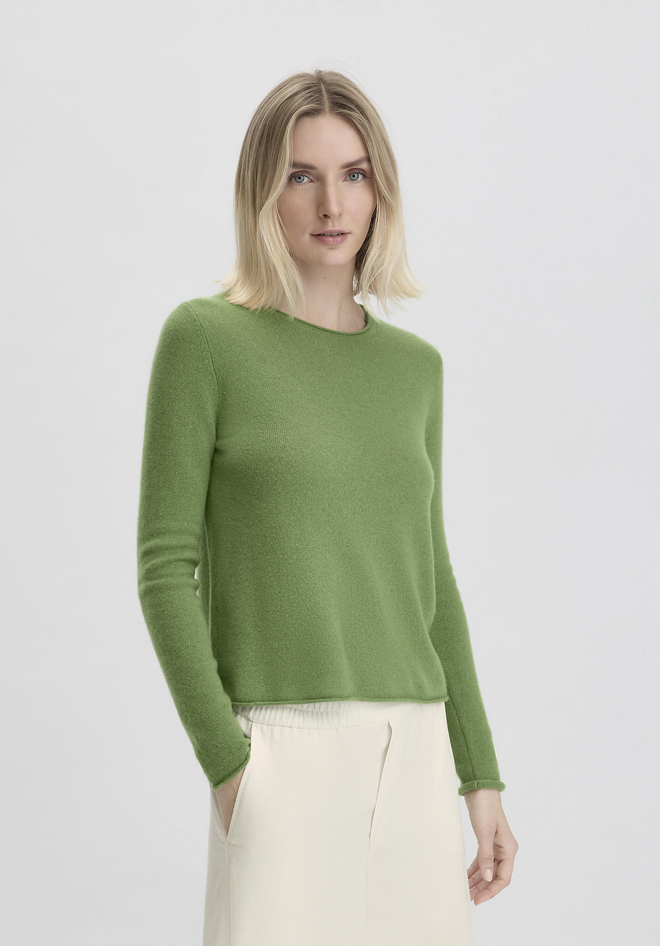 hessnatur Damen FTC × HESSNATUR Pullover Regular aus Kaschmir - grün Größe M