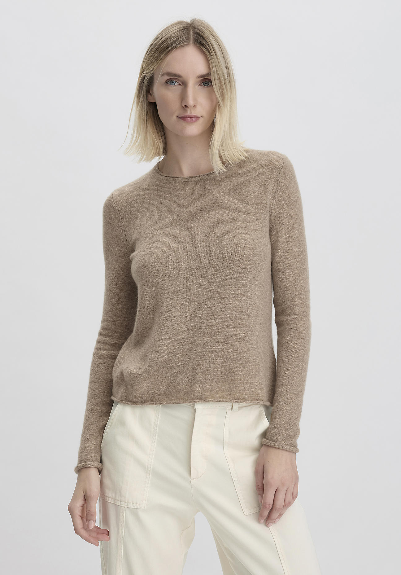 hessnatur Damen FTC × HESSNATUR Pullover Regular aus Kaschmir - beige Größe M