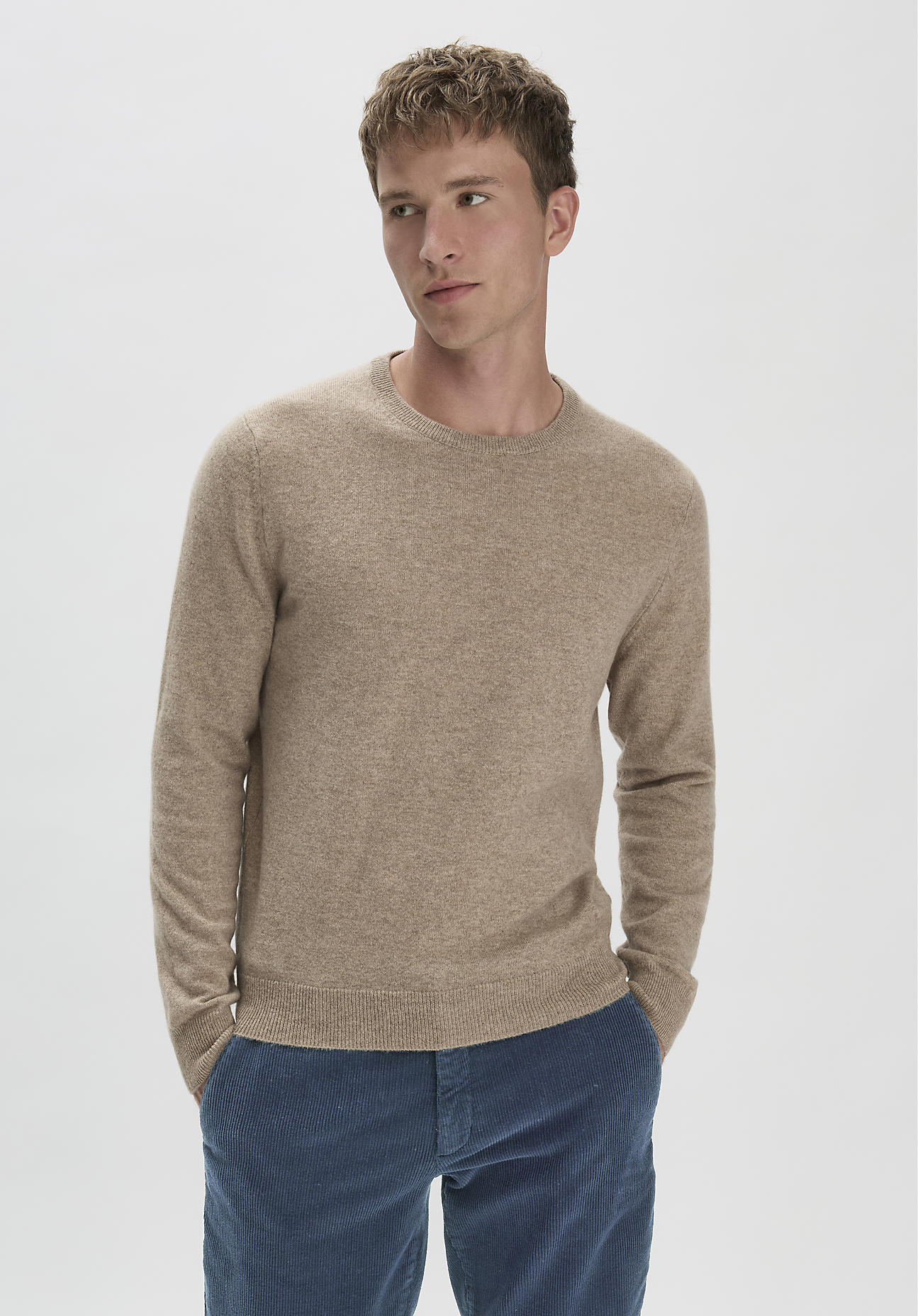 hessnatur Herren FTC × HESSNATUR Pullover Regular aus Kaschmir - beige Größe 54