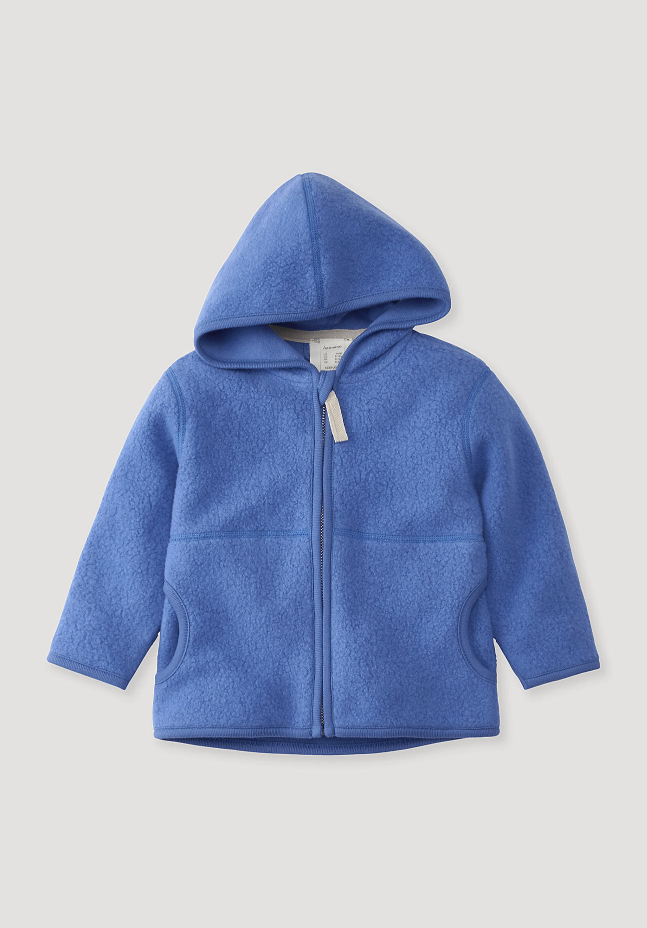 hessnatur Baby Fleece Jacke Regular aus Bio-Baumwolle - blau - Größe 74/80