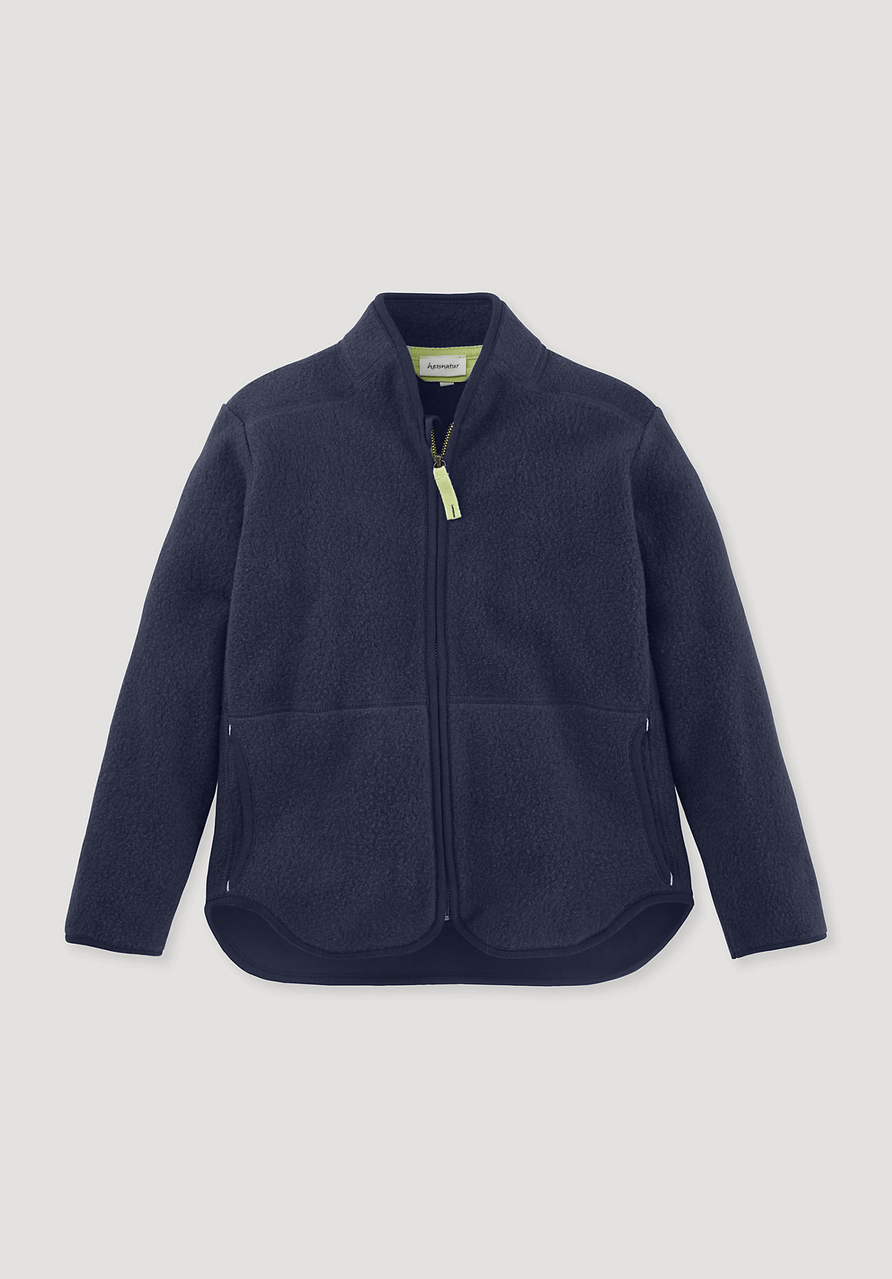 hessnatur Kinder Fleece Jacke Regular aus Bio-Baumwolle - blau Größe 122/128