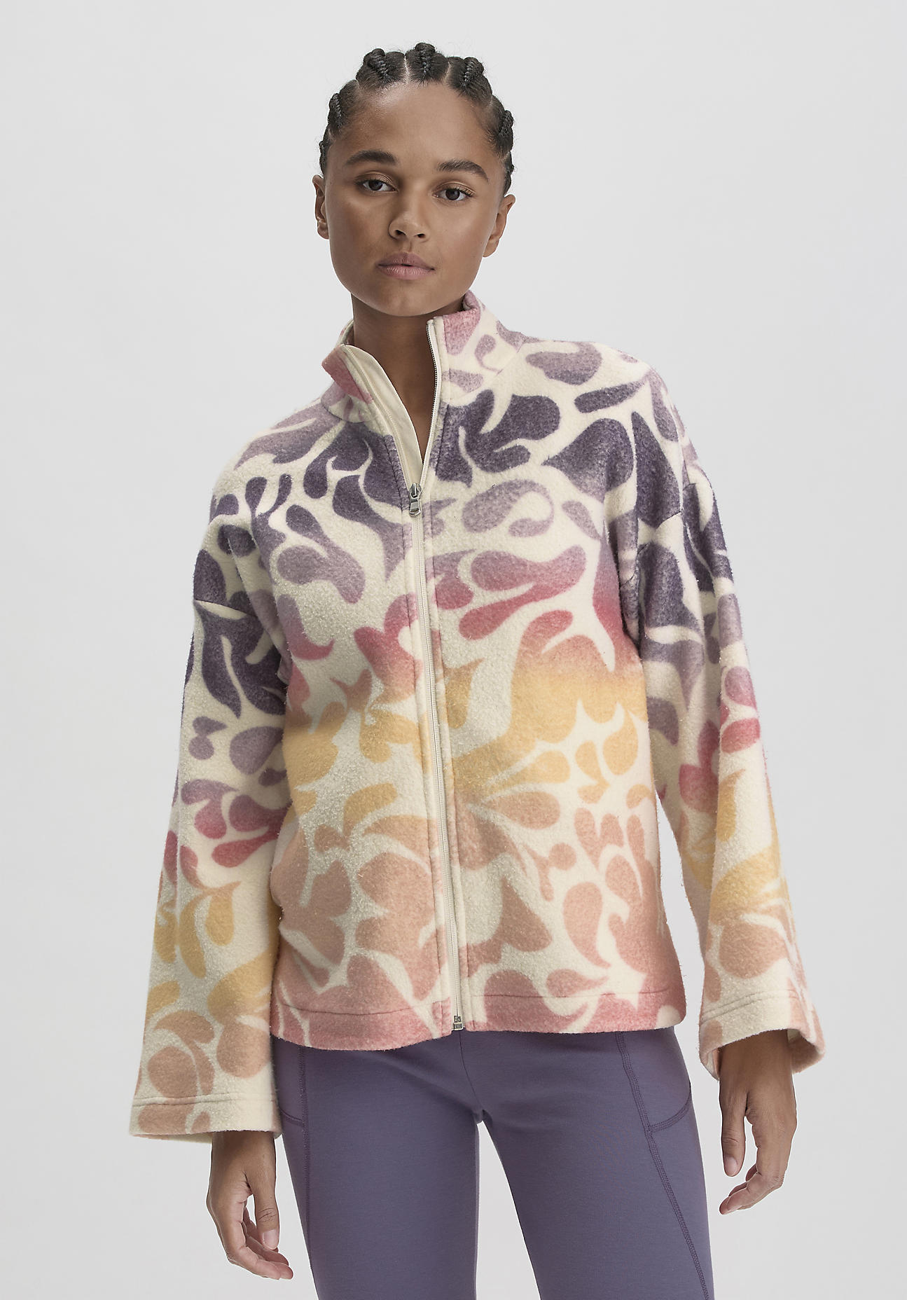 hessnatur Loungewear Fleece Jacke Relaxed ACTIVE LIGHT aus Bio-Baumwolle - orange Größe M