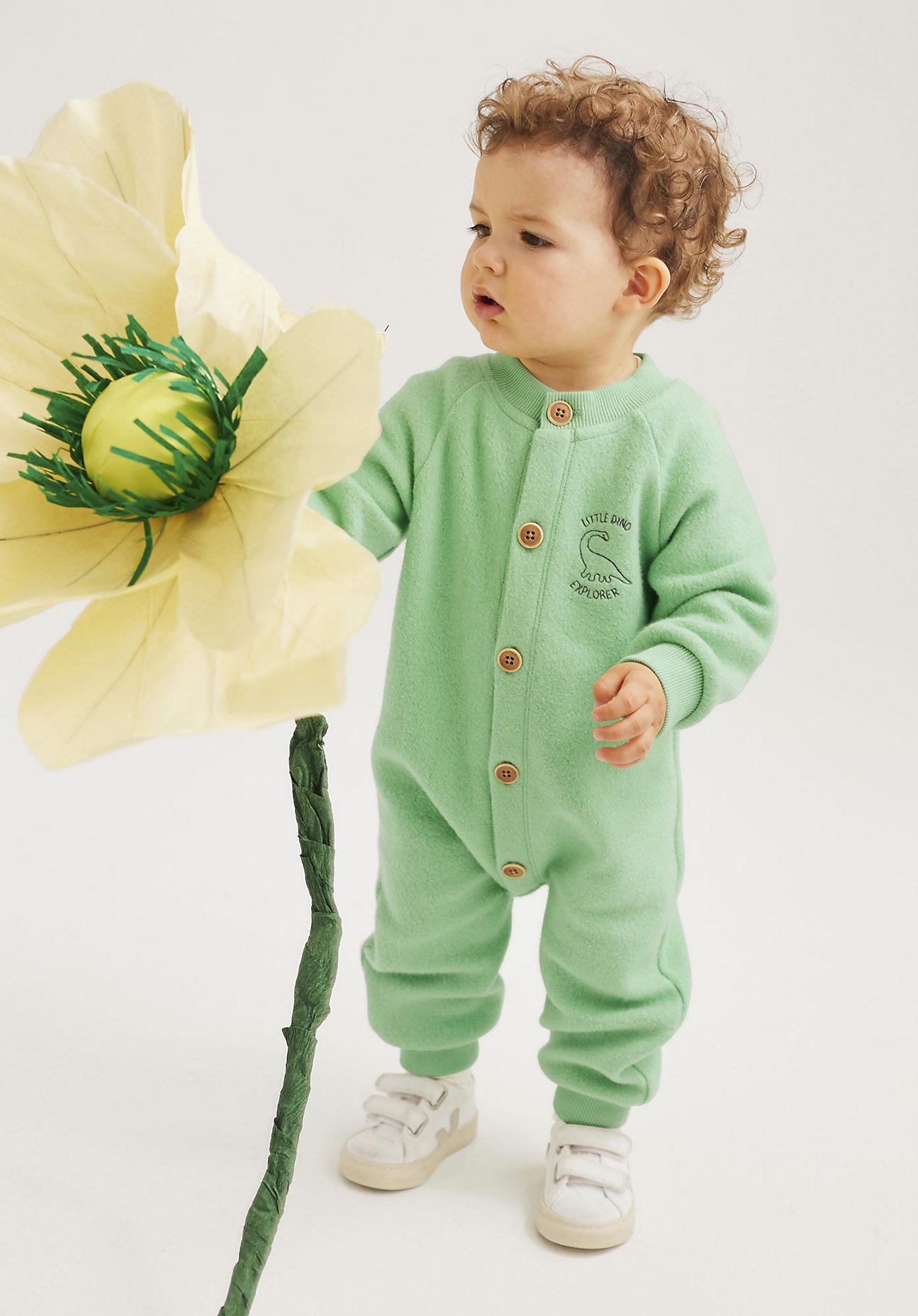 hessnatur Baby Fleece Overall Regular aus Bio-Baumwolle - grün - Größe 98/104