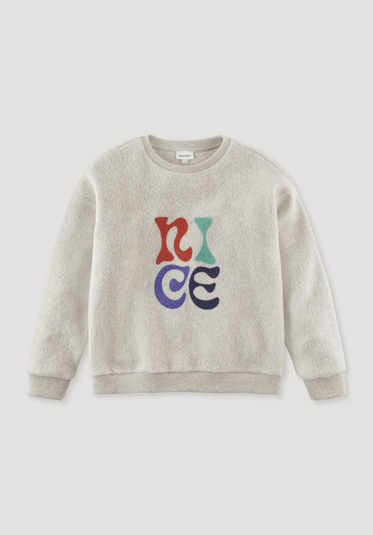 hessnatur Kinder Fleece Sweatshirt Relaxed aus Bio-Baumwolle - beige - Größe 122/128