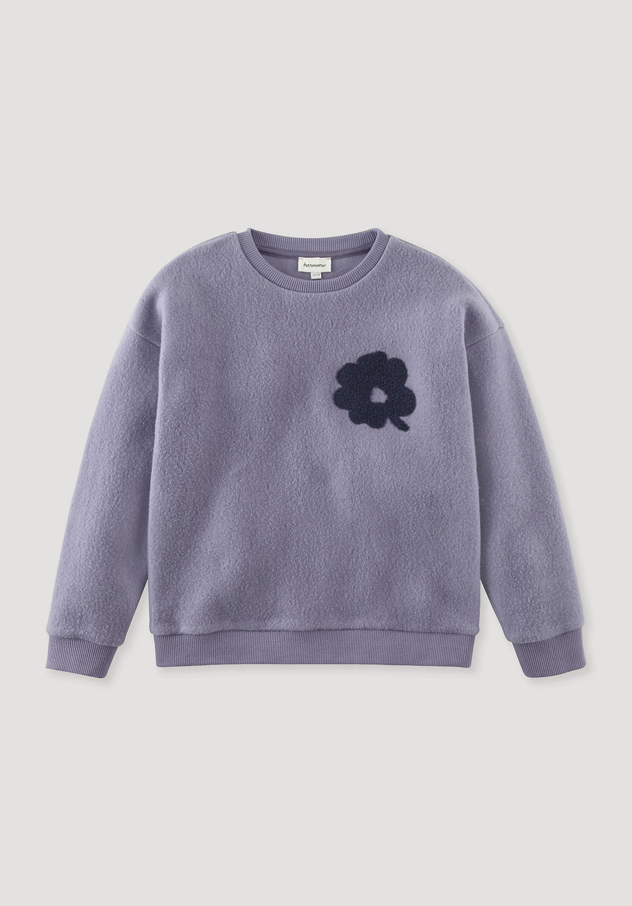 hessnatur Kinder Fleece Sweatshirt Relaxed aus Bio-Baumwolle - lila - Größe 122/128