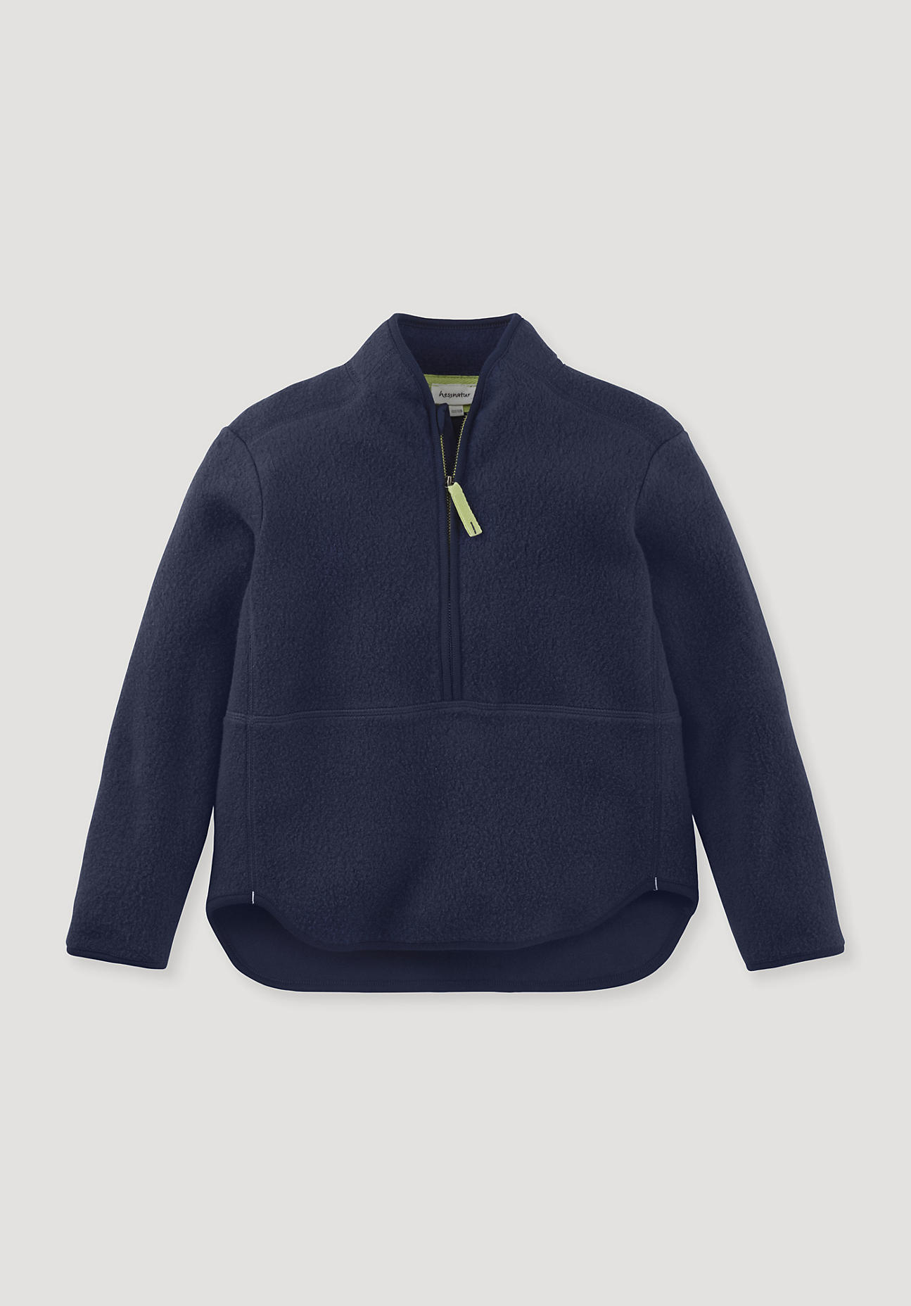 hessnatur Kinder Fleece Troyer Regular aus Bio-Baumwolle - blau - Größe 146/152