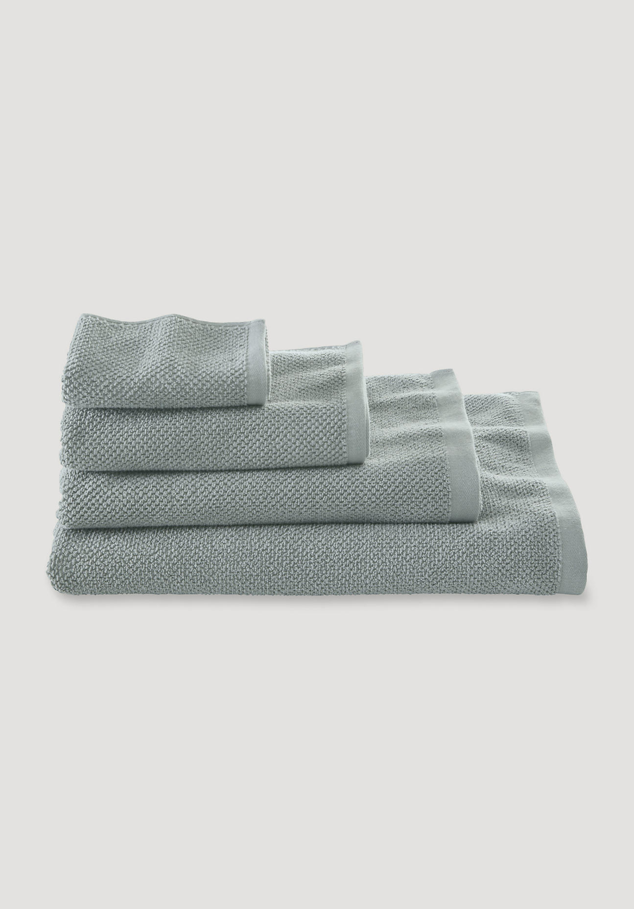 hessnatur Frottier-Handtuch mit Reiskornstruktur aus Bio-Baumwolle - grün Größe 100x180 cm