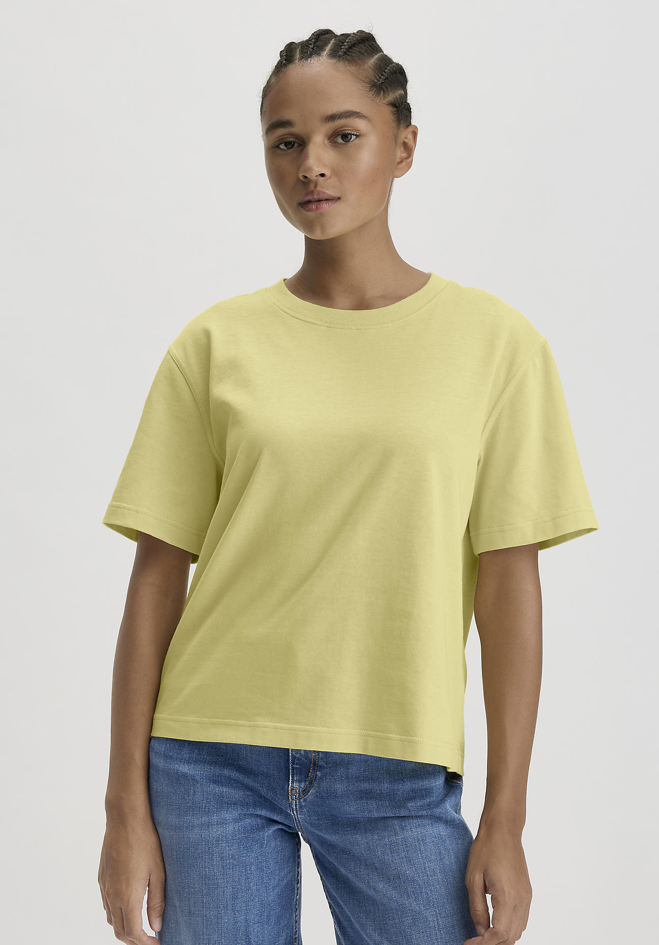 hessnatur Damen Heavy Jersey T-Shirt Oversize - zitronengras Größe 46