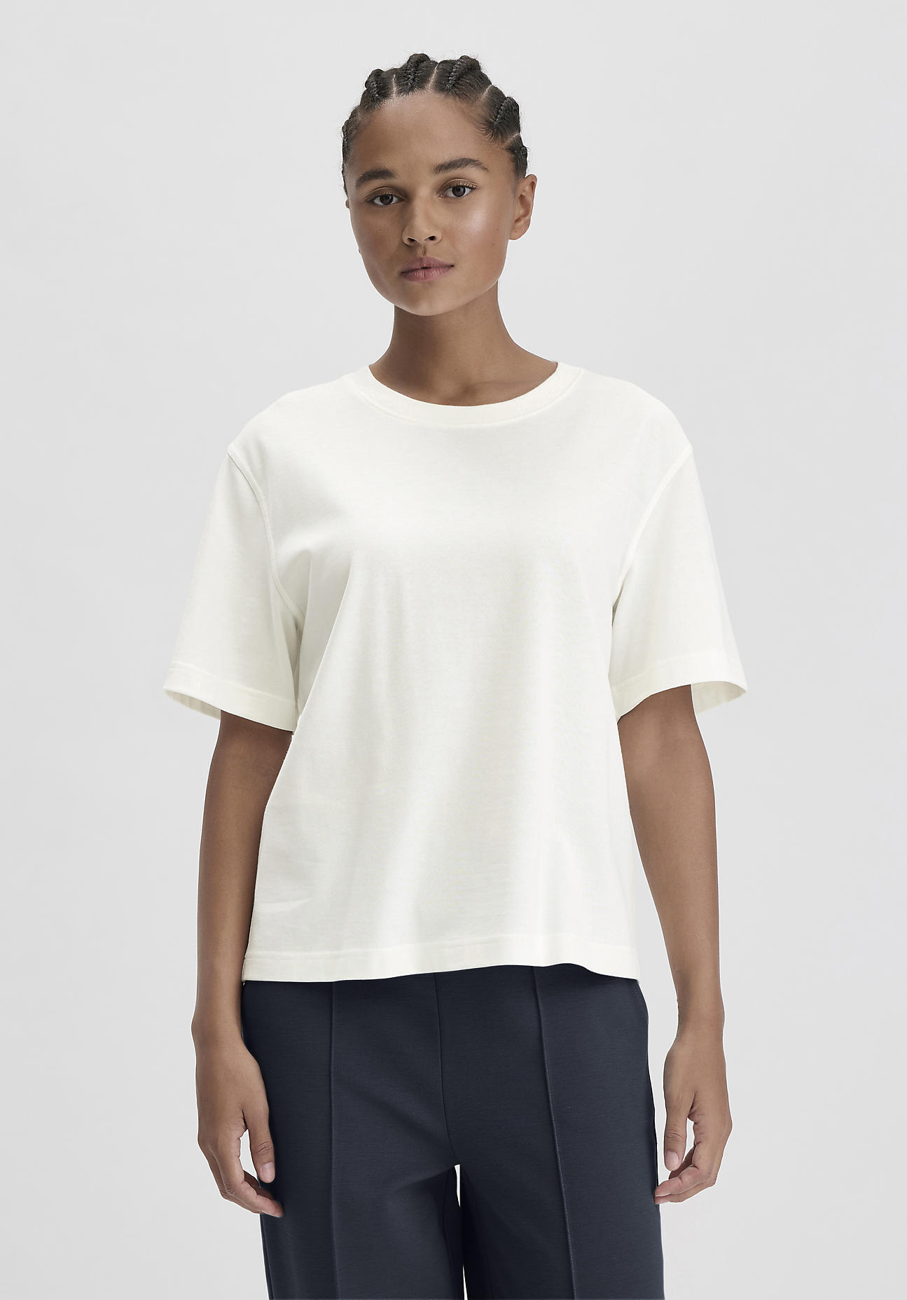 hessnatur Damen Heavy Jersey T-Shirt Oversize aus Bio-Baumwolle - weiß Größe 48