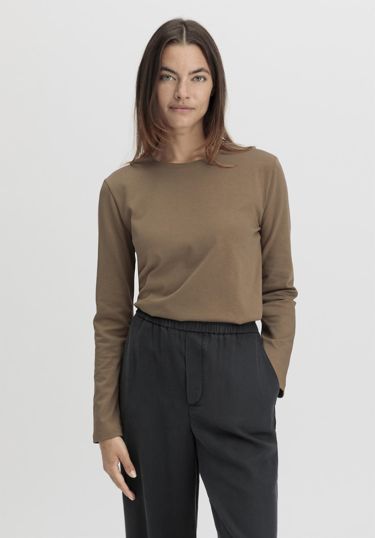 hessnatur Damen Heavy Shirt Regular aus Bio-Baumwolle - braun Größe 48