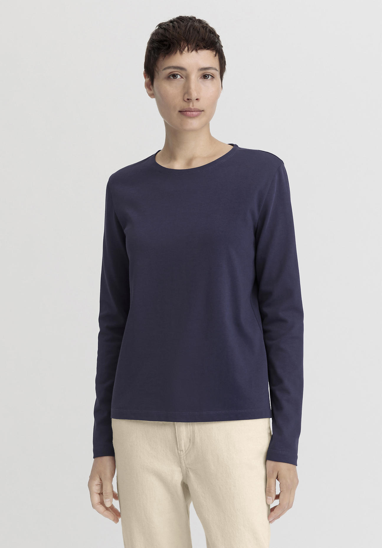 hessnatur Damen Heavy Shirt Relaxed aus Bio-Baumwolle - blau Größe 42