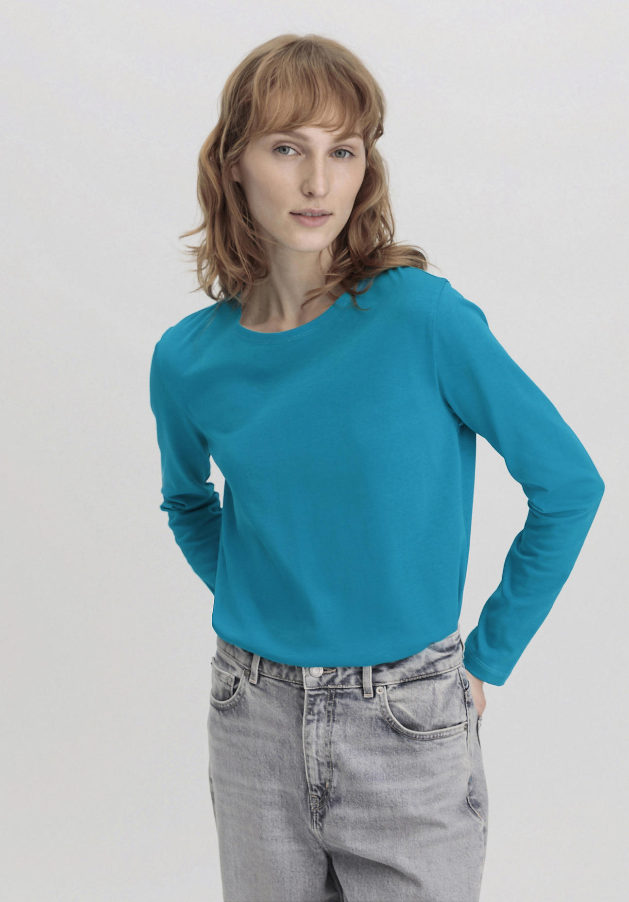 hessnatur Damen Heavy Shirt Relaxed aus Bio-Baumwolle - blau Größe 44