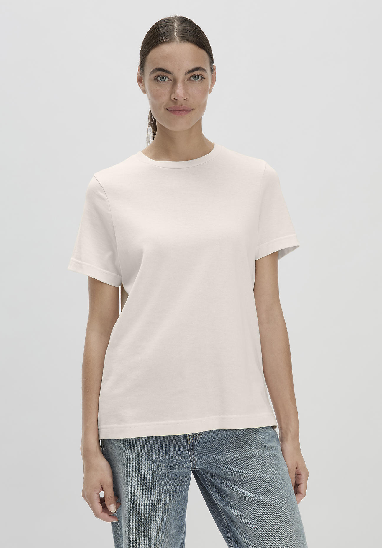 hessnatur Damen Heavy T-Shirt Regular aus Bio-Baumwolle - natur Größe 42