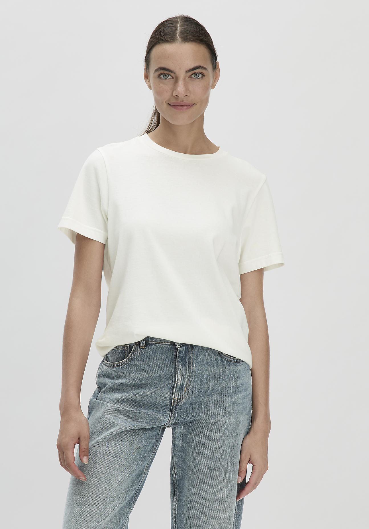 hessnatur Damen Heavy T-Shirt Regular aus Bio-Baumwolle - weiß Größe 40