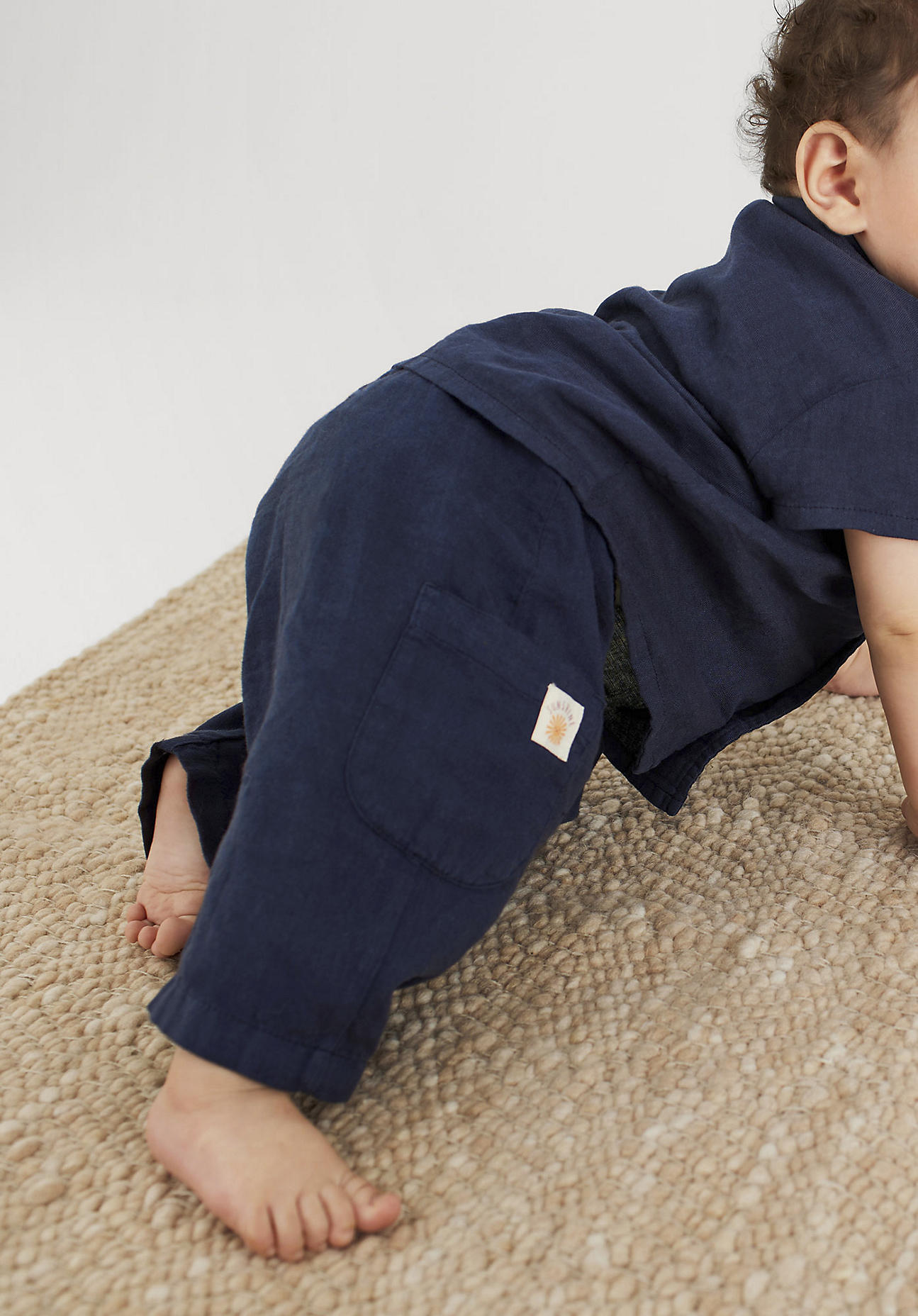 hessnatur Baby Hose Relaxed aus Leinen mit Bio-Baumwolle - blau - Größe 98/104